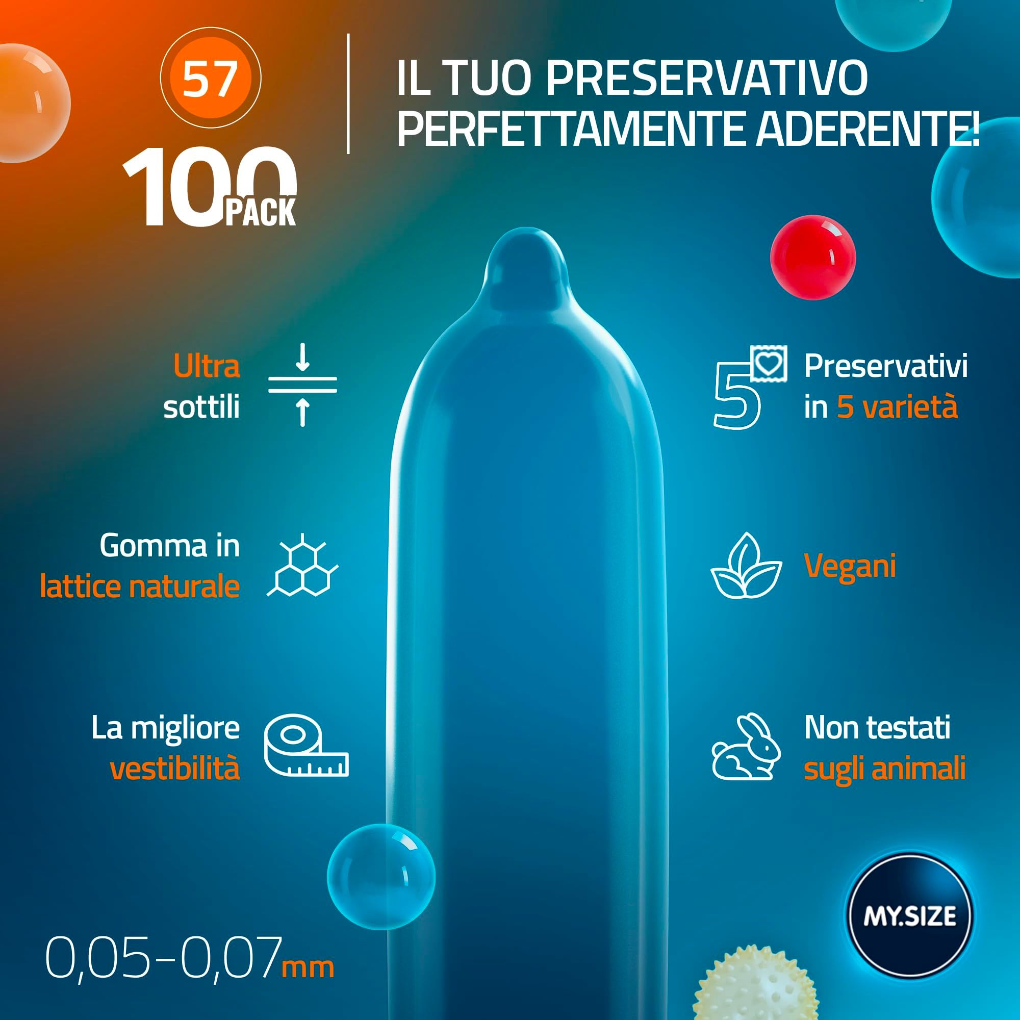 Blauer Kondom-Pack mit 100 Stück, ultra-dünn, aus Naturkautschuklatex, 0,05-0,07mm dick.