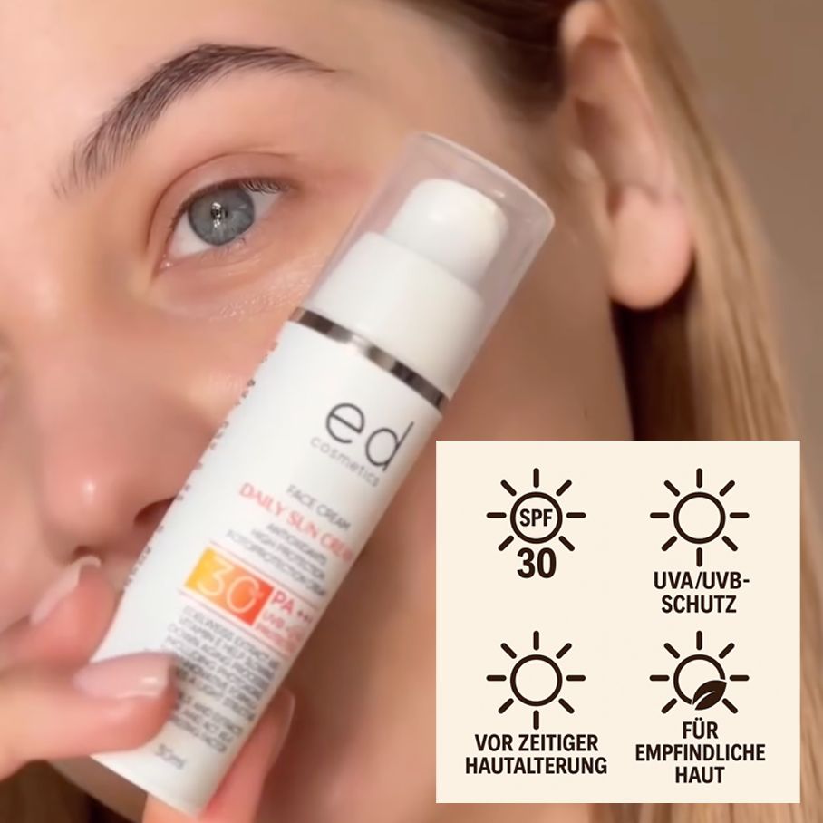 ED COSMETICS Sonnencreme SPF 30 – Feuchtigkeit, Antioxidantien & ANTI-AGING-Schutz fürs Gesicht