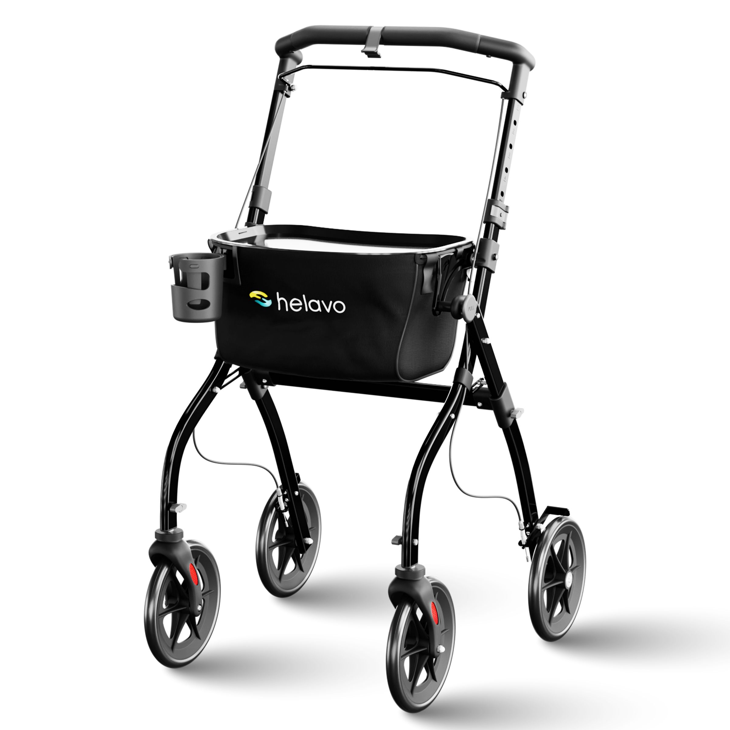 Helavo Wohnungsrollator 60 cm schmal Indoor Rollator mit Tablett & Korb