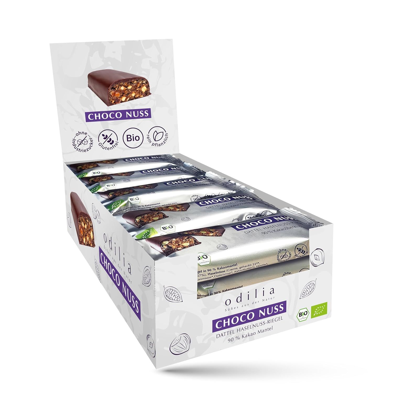 odilia Choko Nuss Bio Dattel-Haselnussriegel 15x50 g Riegel
