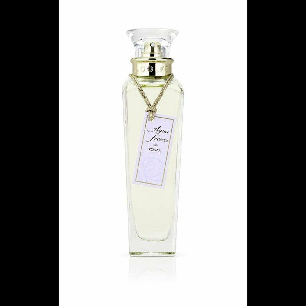 Adolfo Dominguez Agua Fresca De Rosas Eau De Toilette Spray. Flakon mit Etikett und Verschluss. Aufschrift Agua fresca de Rosas.