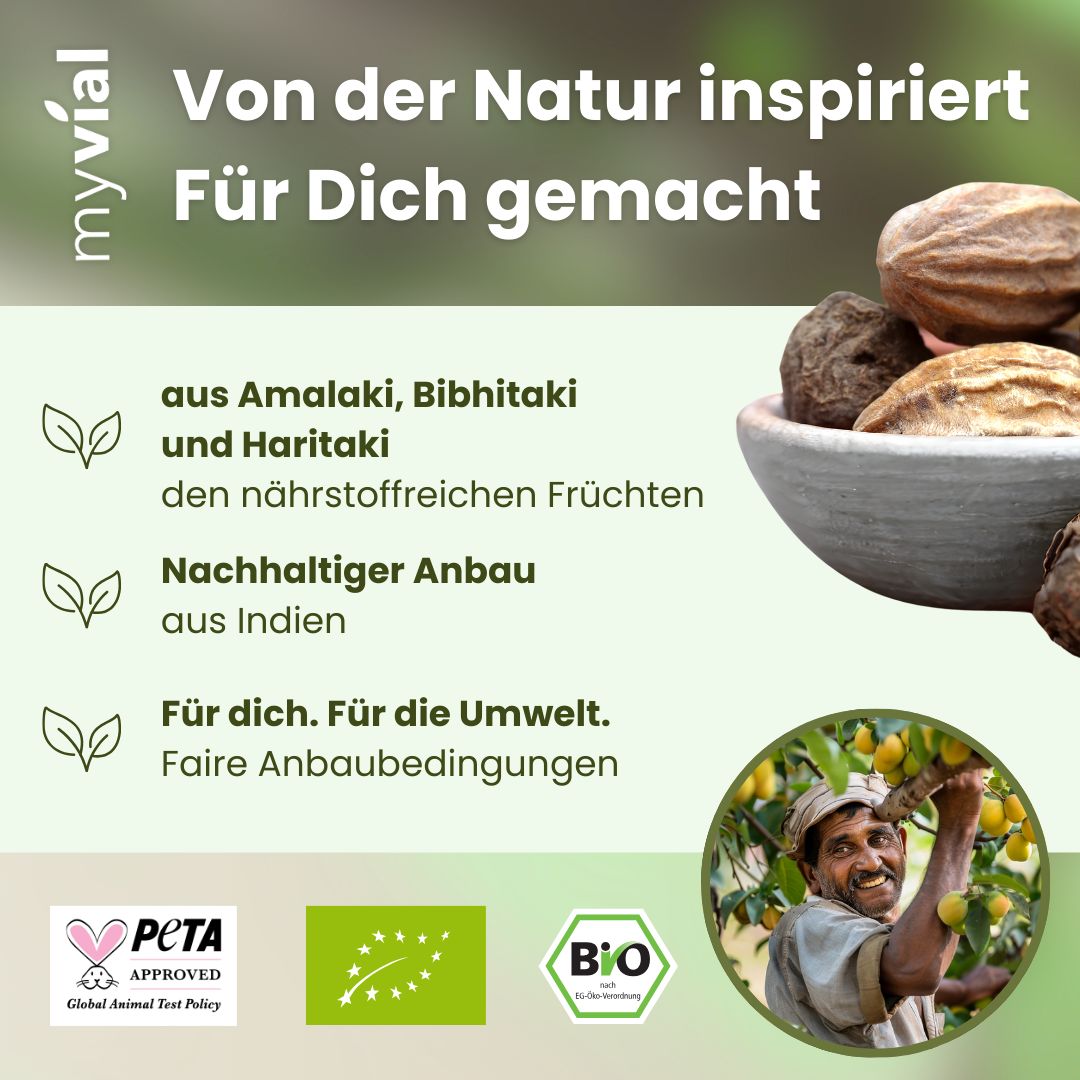 myvial® Bio Triphala Kapseln - 120 St mit Amalaki, Bibhitaki & Haritaki - vegan