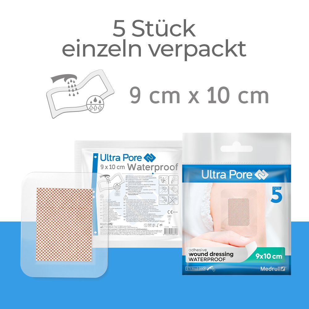 Medrull Ultra Pore WATERPROOF steriler, selbstklebender Wundverband / Wund-Pflaster 9x10 cm