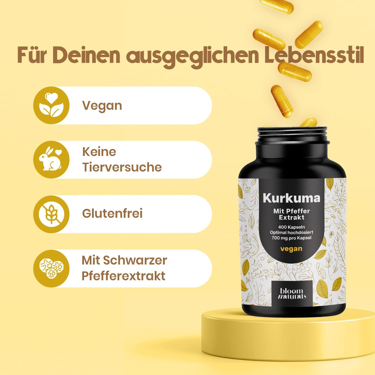 Bloom Naturals Kurkuma Kapseln