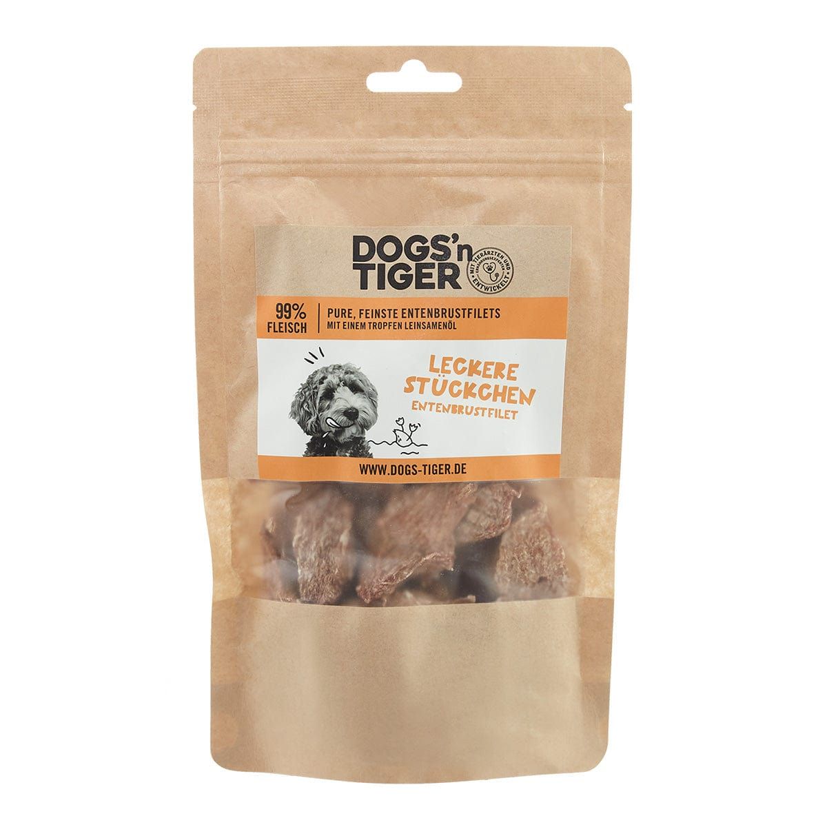 Dogs’n Tiger Adult Hunde Snacks Lecker Stückchen, Leckerlies, 100% Entenbrustfilet