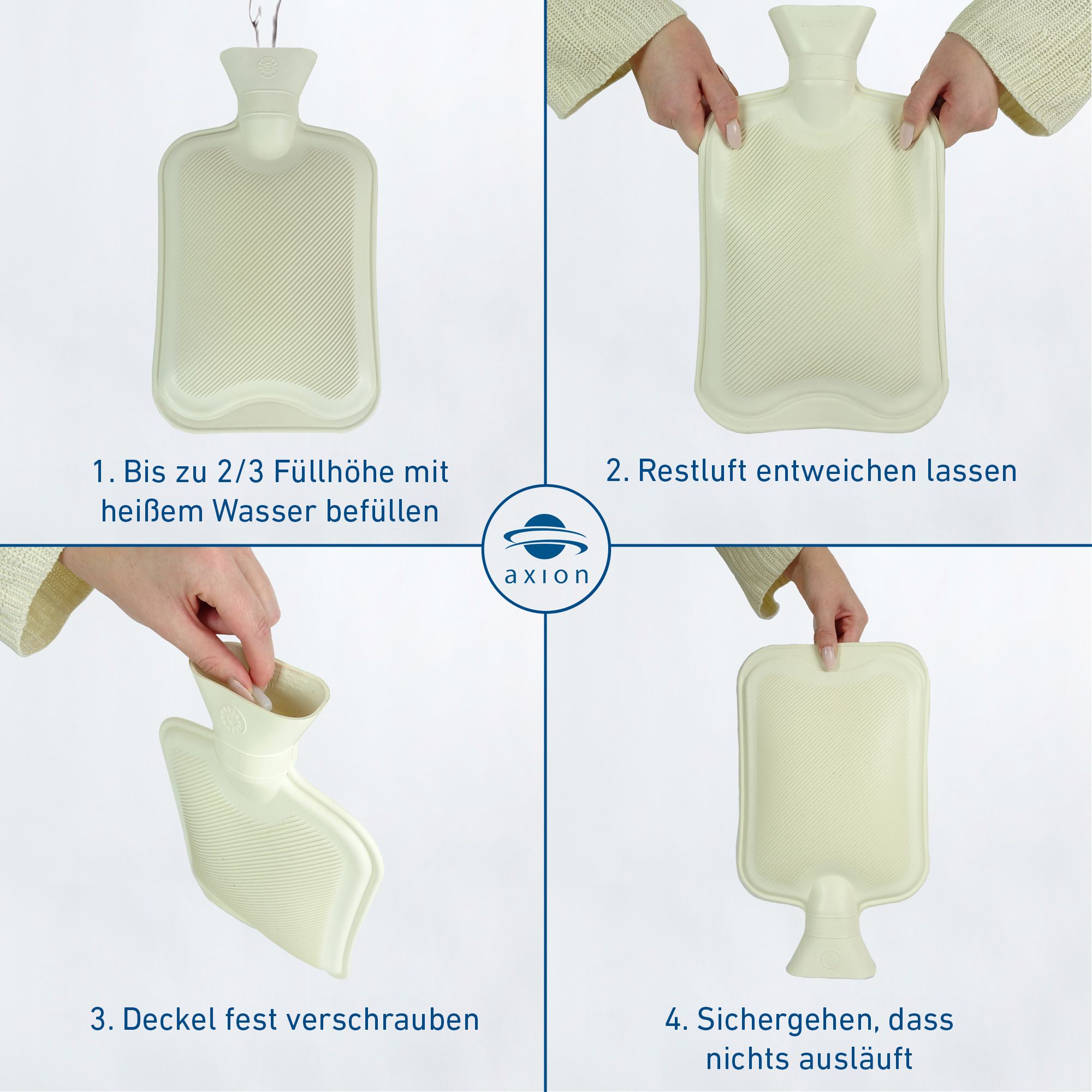 axion® Wärmflasche mit Bezug – pink | einseitig Strickmuster | (33 x 20 cm)