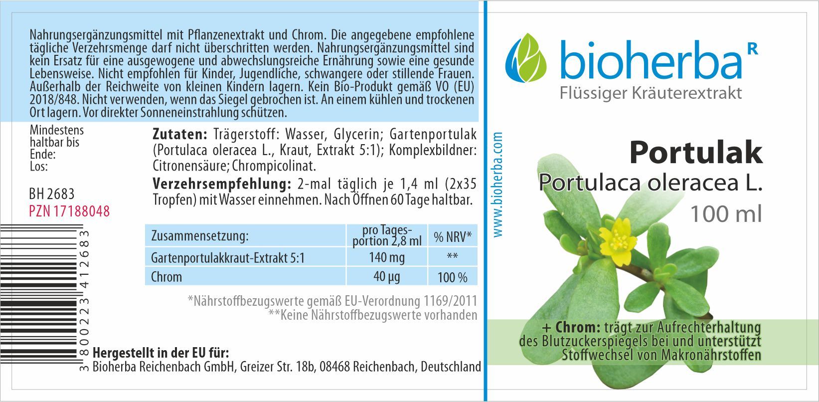 Bioherba Portulak  Portulaca oleracea L.  Tropfen  Tinktur Extrakt