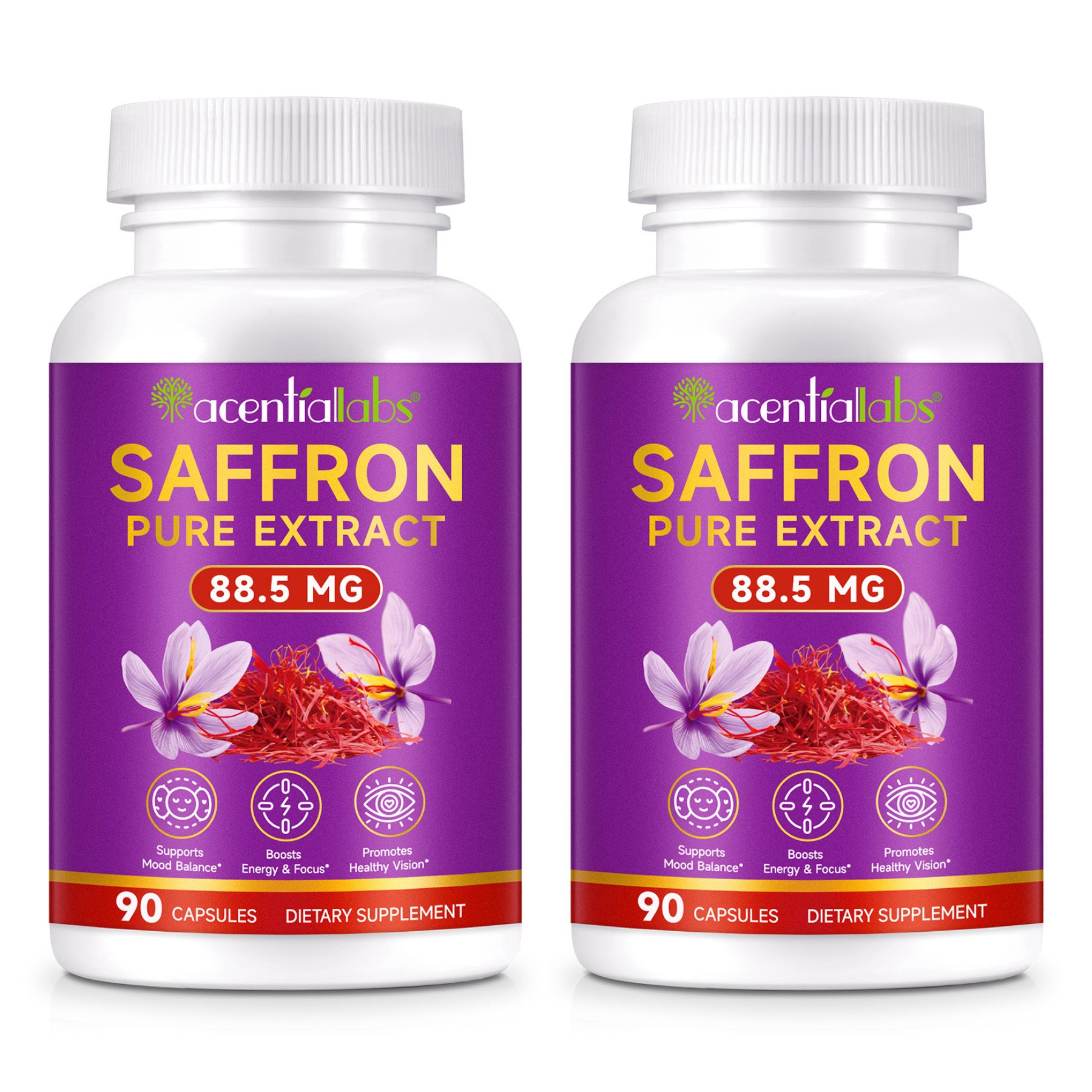 Acentiallabs Safran Saffron Pure Extrakt 88,5 mg mit Vit. B2 Hochdosiert 2x90 St Weichkapseln