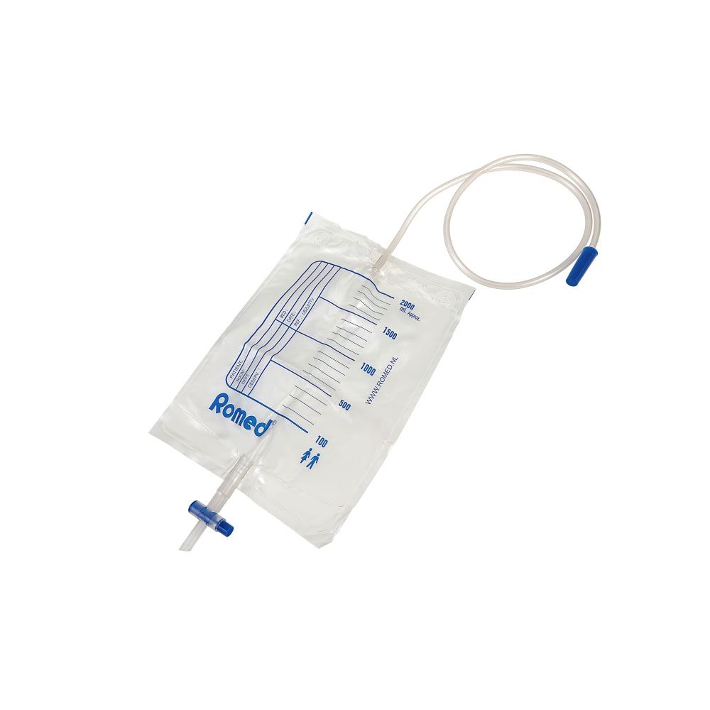 Romed Urinbeutel 2 Liter mit Ventil und T-Ablass