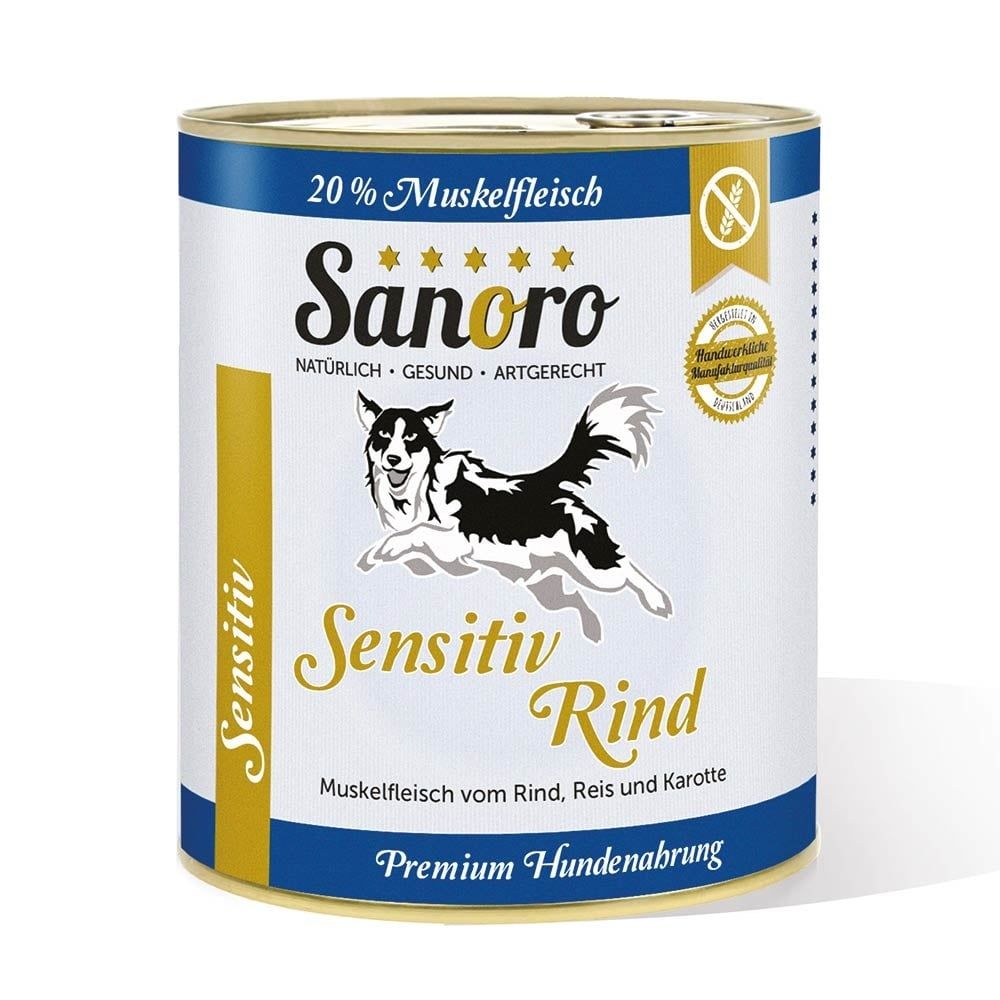 Sanoro - Sensitiv Rind Menü mit Reis* und Karotte* 6x800 g