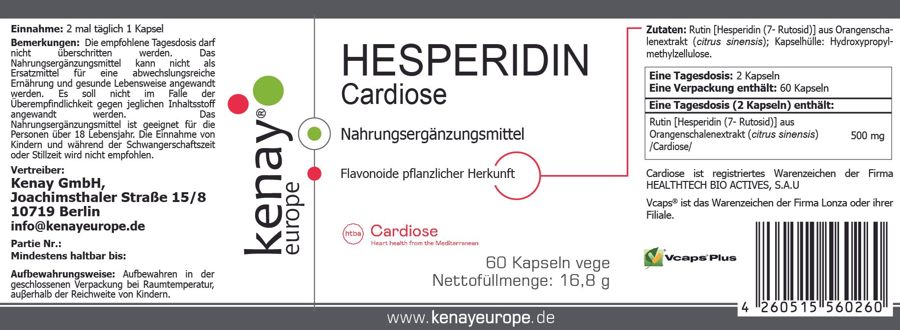 HESPERIDIN Cardiose KENAY®
