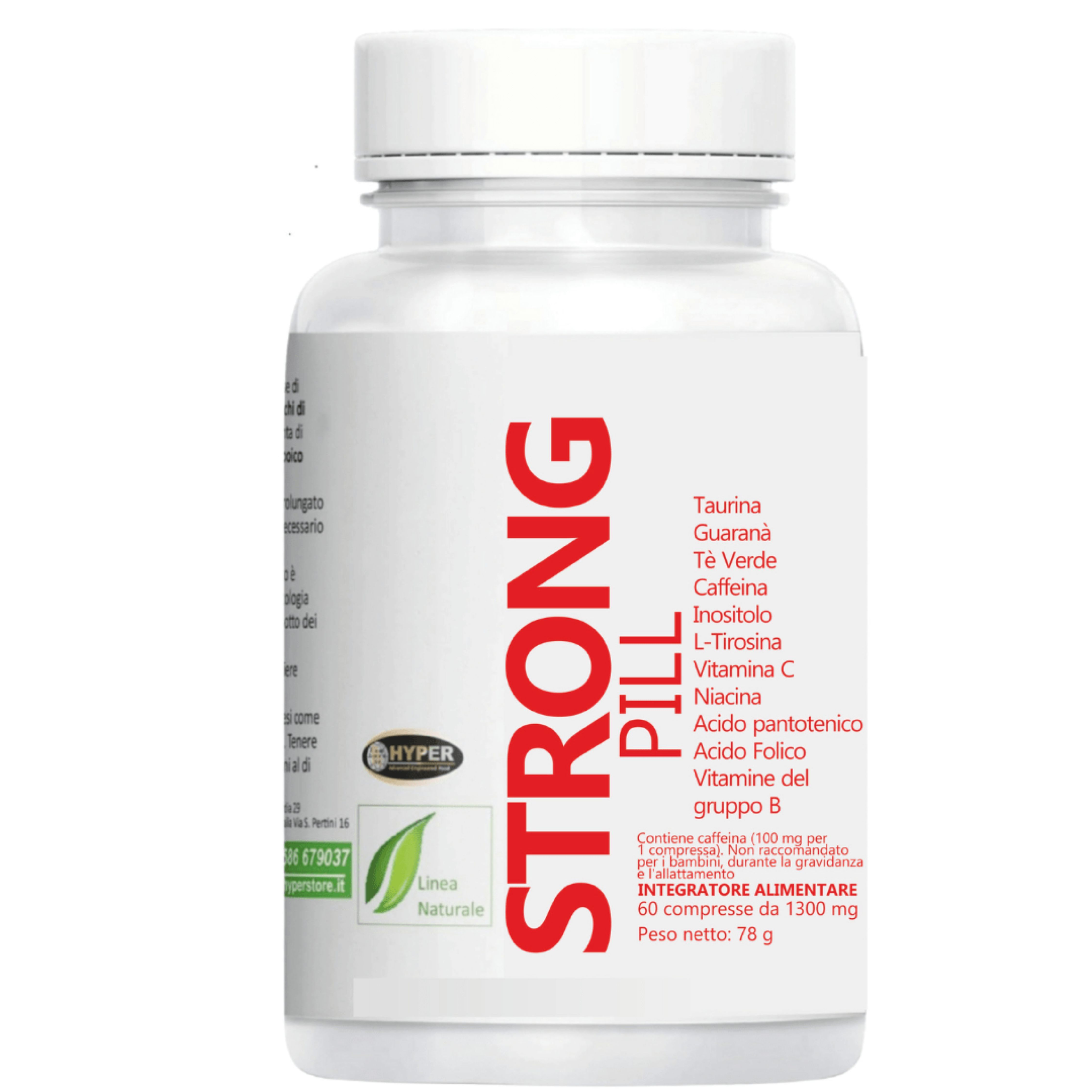 HYPER Stron Pill 60cpr Stimolante Con Taurina Guaranà Tè Verde Caffeina, Tirosina e Vitamine