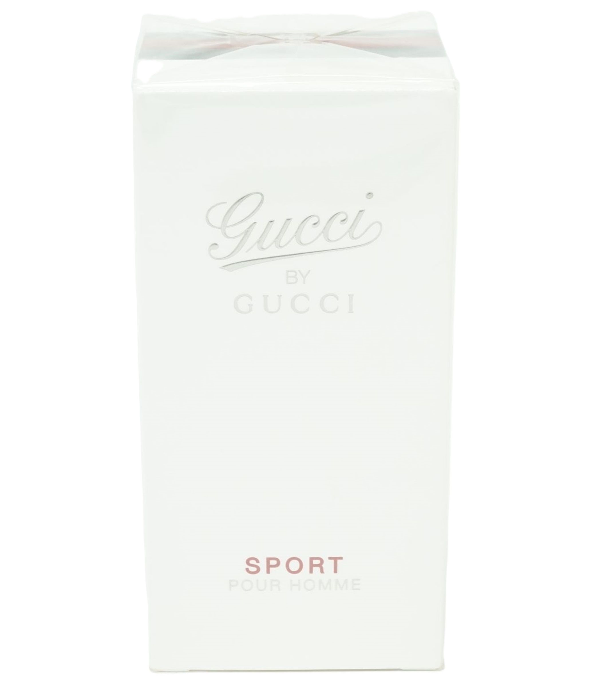 Weiße rechteckige Verpackung mit Logo und Schriftzug Gucci by Gucci Sport Pour Homme.