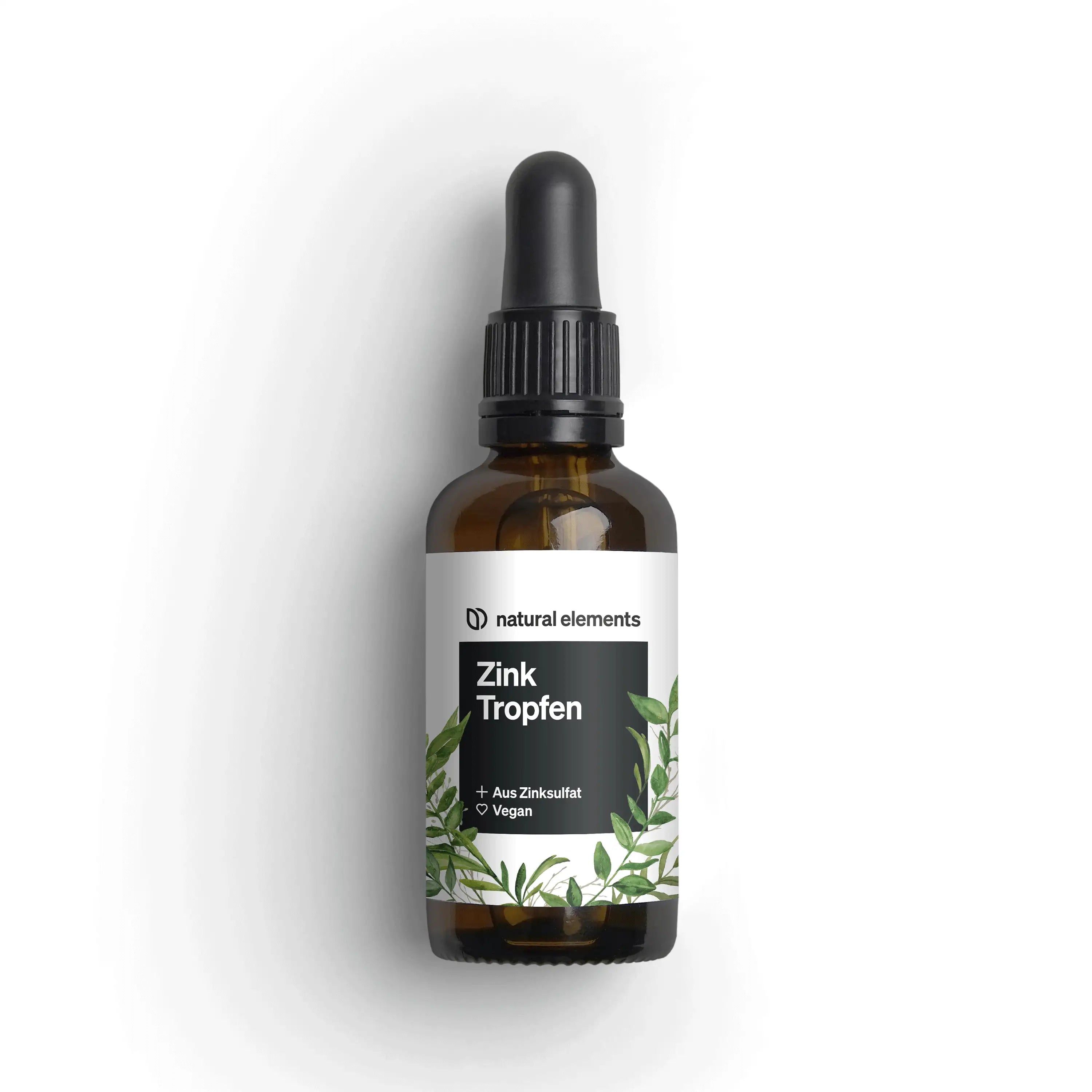 natural elements Zink Tropfen – 100ml – 15mg/Tagesdosis – Ionisches Zink (Zinksulfat) – Ohne Alkohol