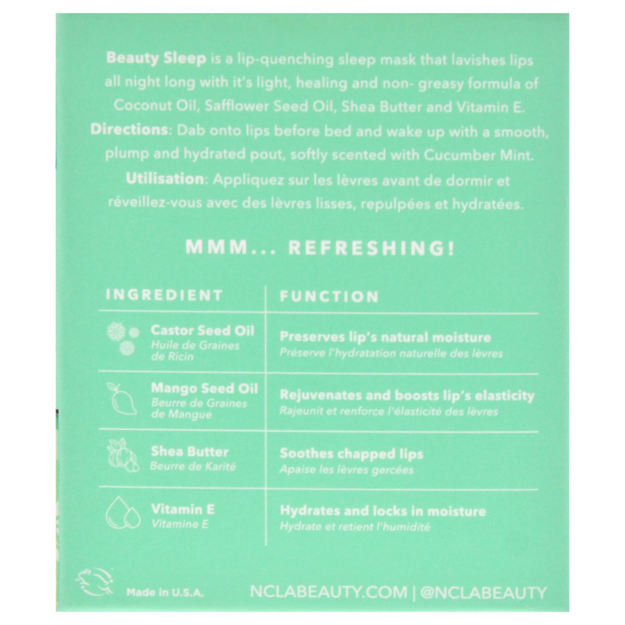 Beauty Sleep Overnight Lippenmaske - Cucumber Mint von NCLA