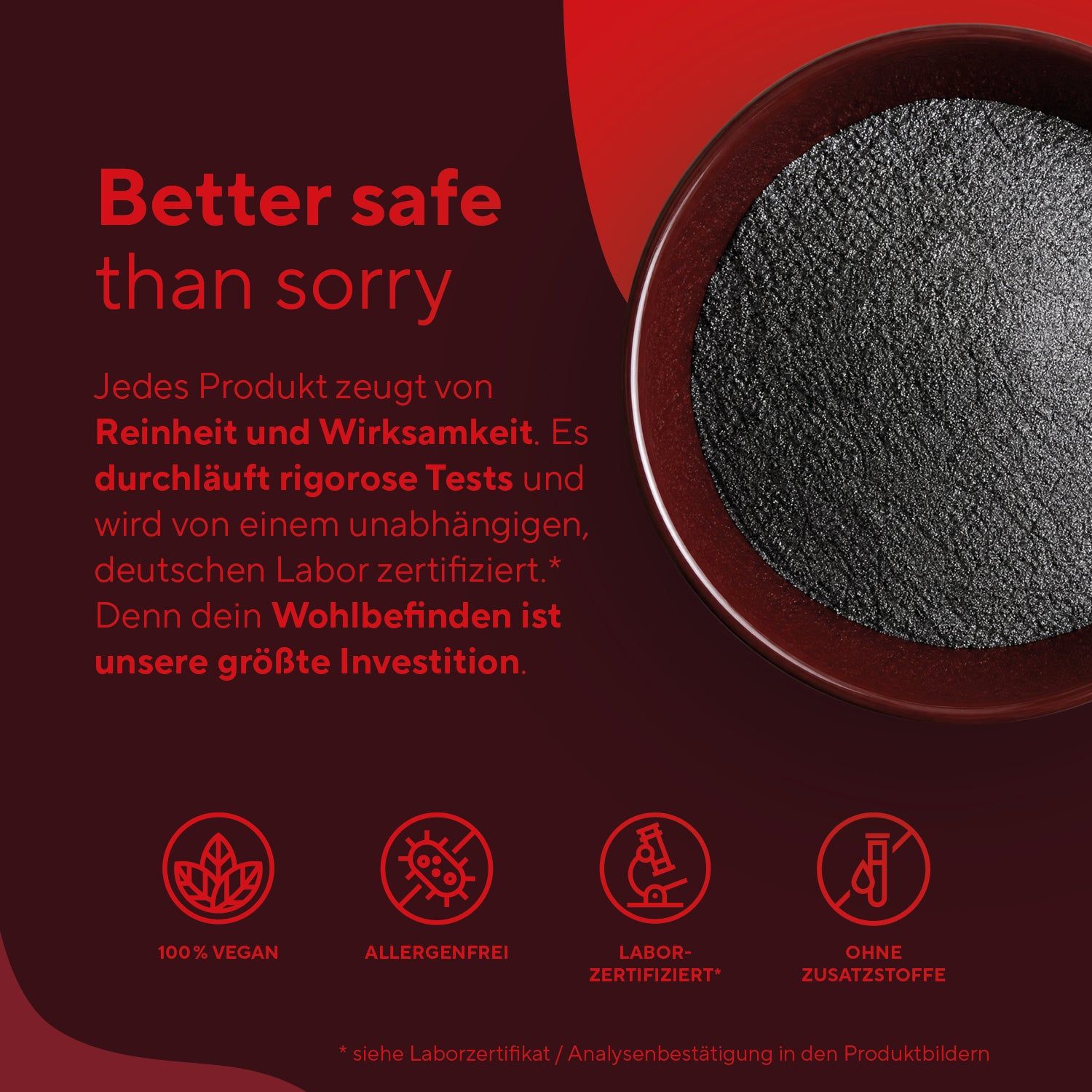 TRUE NATURE: 100% Vegan, Allergenfrei, Labor-Zertifiziert, Ohne Zusatzstoffe.