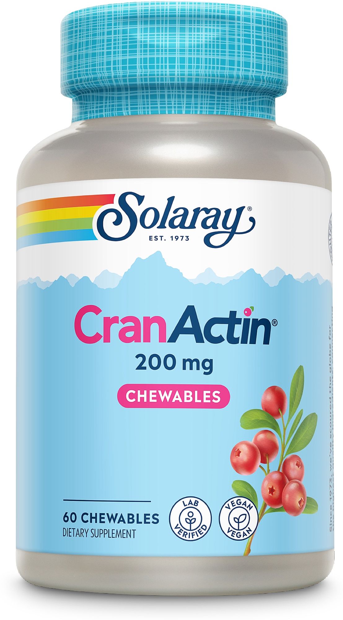 Solaray CranActin Kautabletten, 200 mg, 60 Stück.