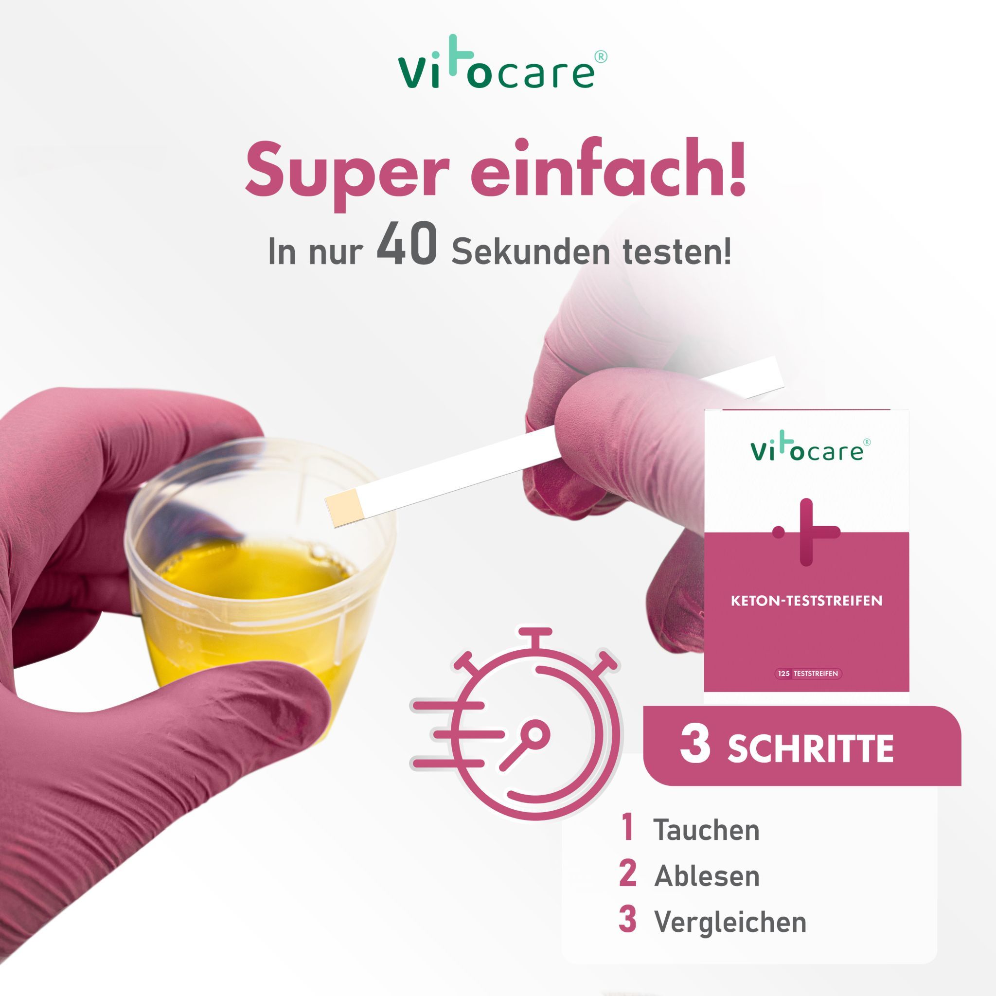Vitocare Keton & Keto Teststreifen | Ketose Selbsttest | Großpackung