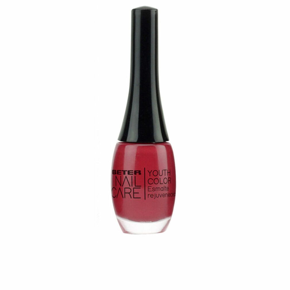 Nagellackflasche, rot, schwarzer Deckel. Aufschrift: Beter Nail Care Youth Color.