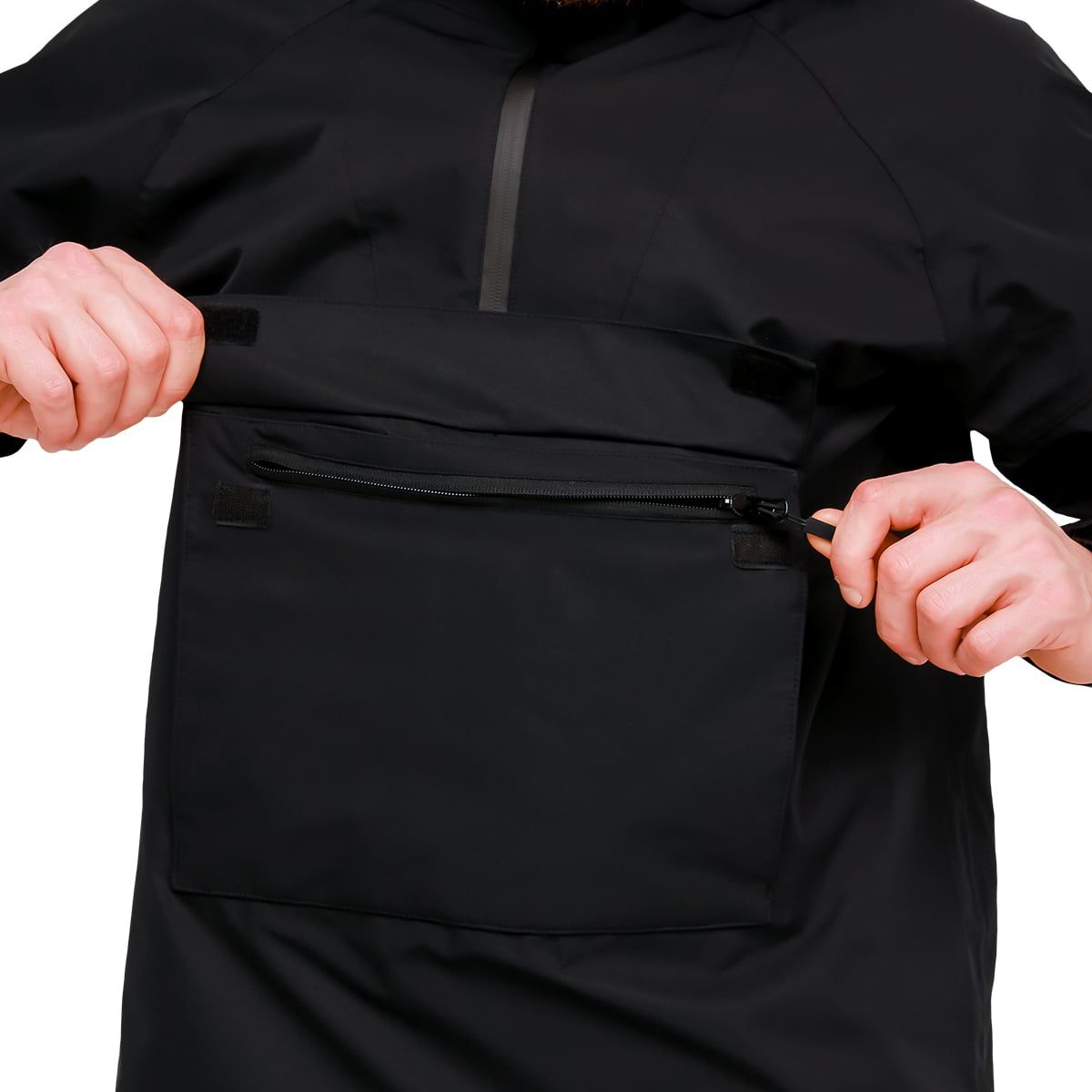GymBeam Regenjacke Herren Regular Smock mit Kapuze Schwarz