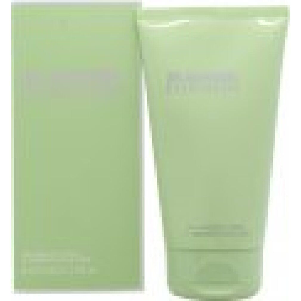 Grüne Tube und Schachtel. Aufschrift: Jil Sander Evergreen. Parfümierte Bodylotion.