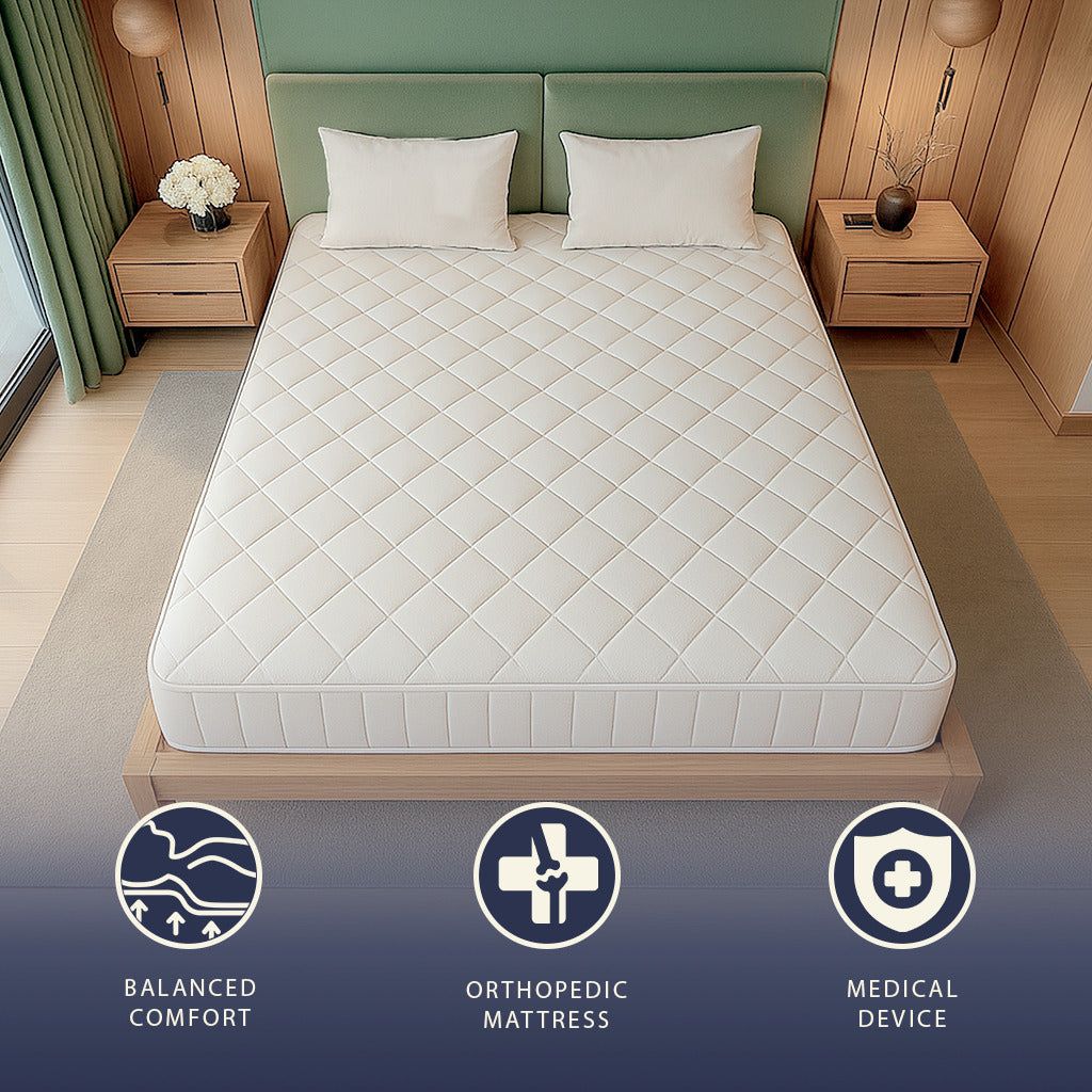 The White Stone Matratze Feuerhemmend 140x200 aus Memory Foam Höhe 20 cm | Orthopädisch