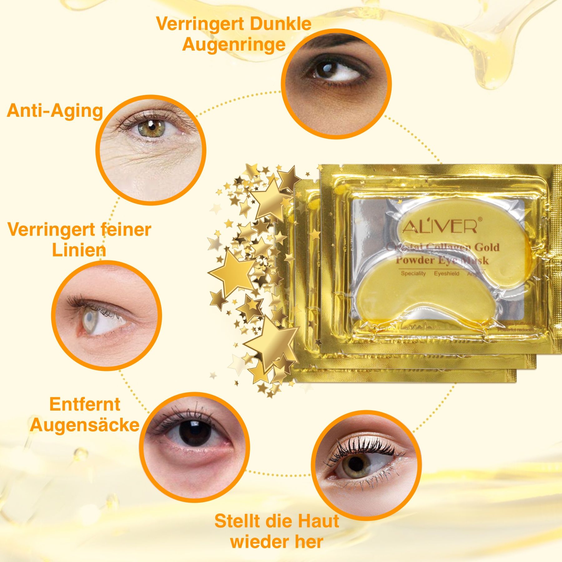 ALIVER Augenpads Crystal Collagen Gold Eye Mask Anti Aging