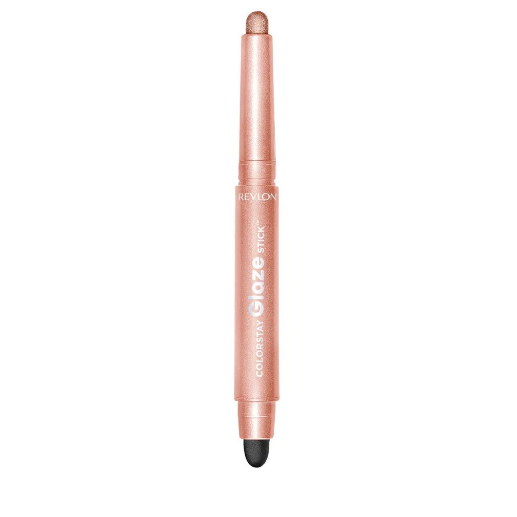 Revlon Colorstay Glaze Stick, Farbton Lustre. Rosa Lippenstift in Stiftform mit schwarzem Applikator. Aufschrift "Colorstay Glaze Stick".