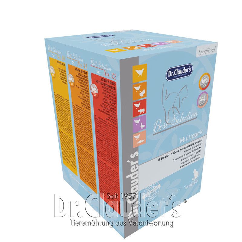 Dr. Clauder's Best Selection Multipack: 6 Beutel, sterilisiert. Verschiedene Sorten für Katzen.