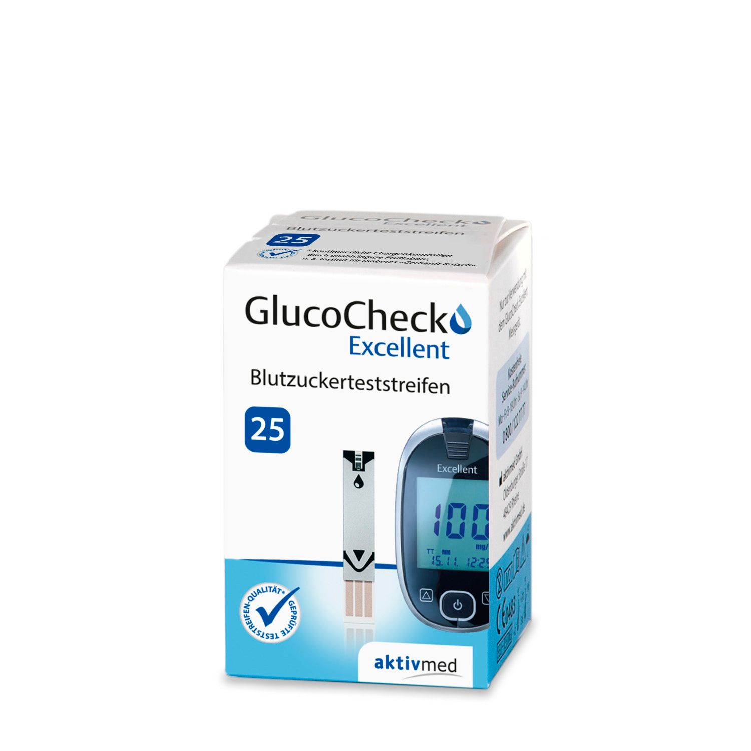 GlucoCheck Excellent Teststreifen (25 Stück) zur Diabetes-Kontrolle