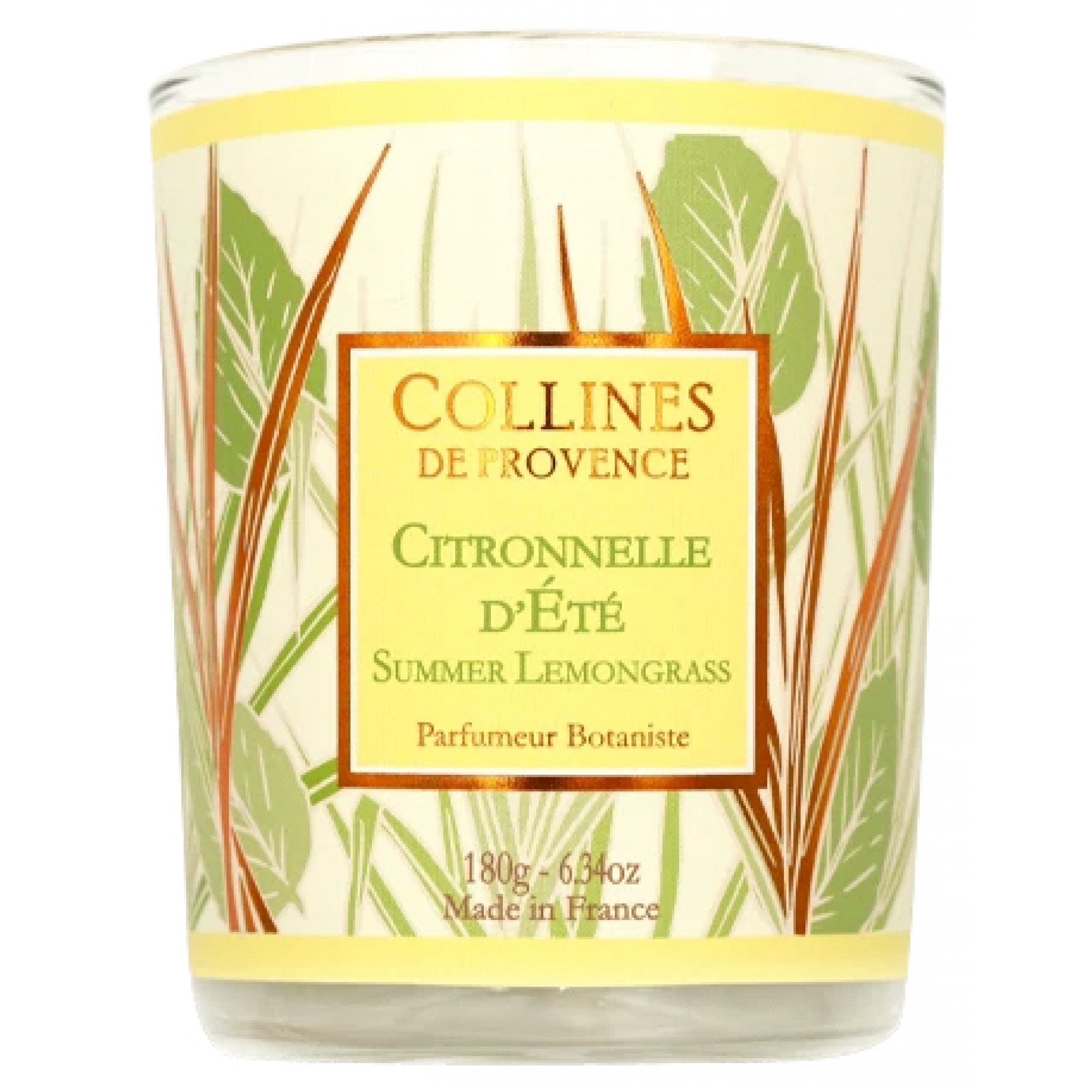 Collines de Provence Les Estivales Duftkerze 180 g (Duft : Zitronengras Sommer) 9x7,6x7,6 cm