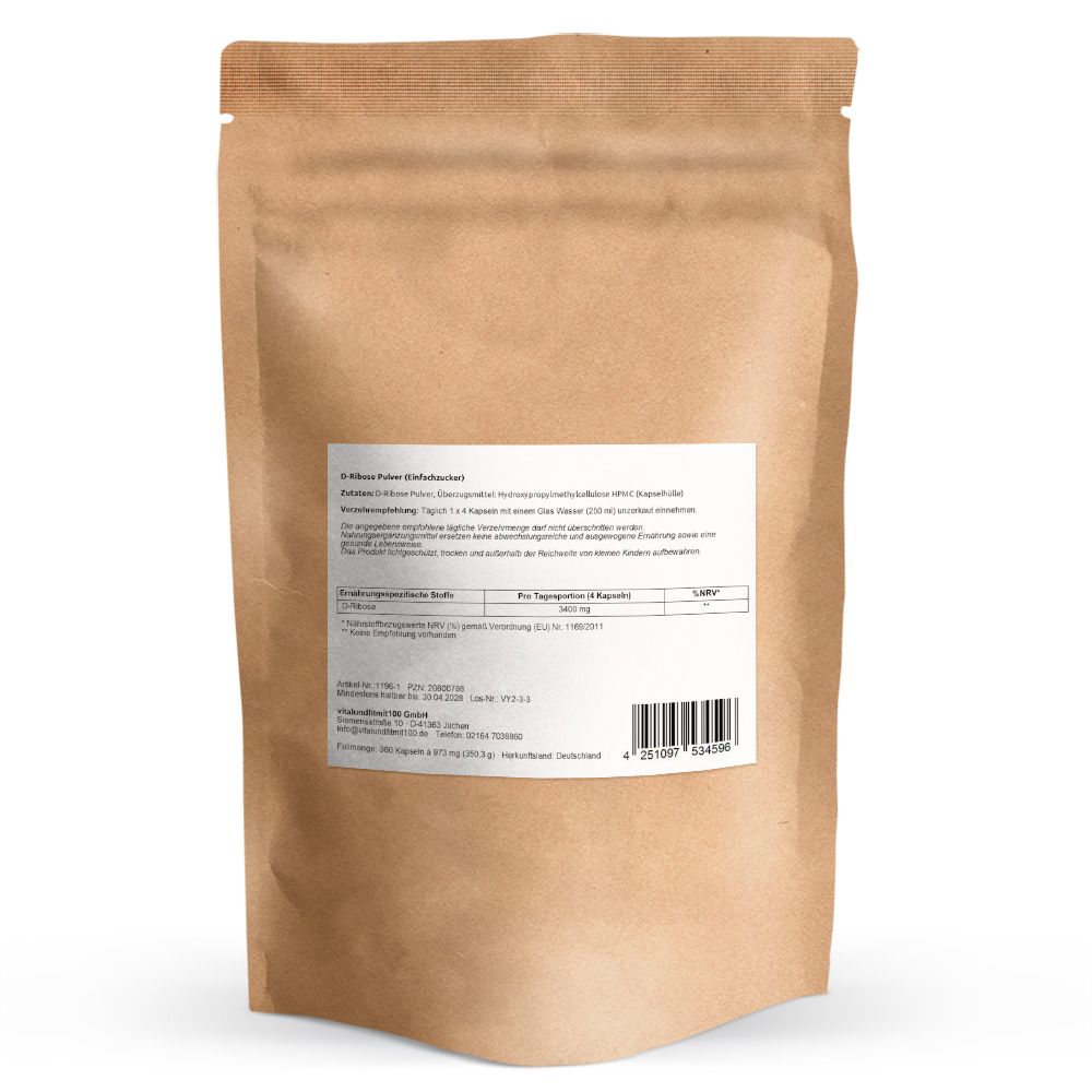 vitalundfitmit100® D-Ribose Kapseln