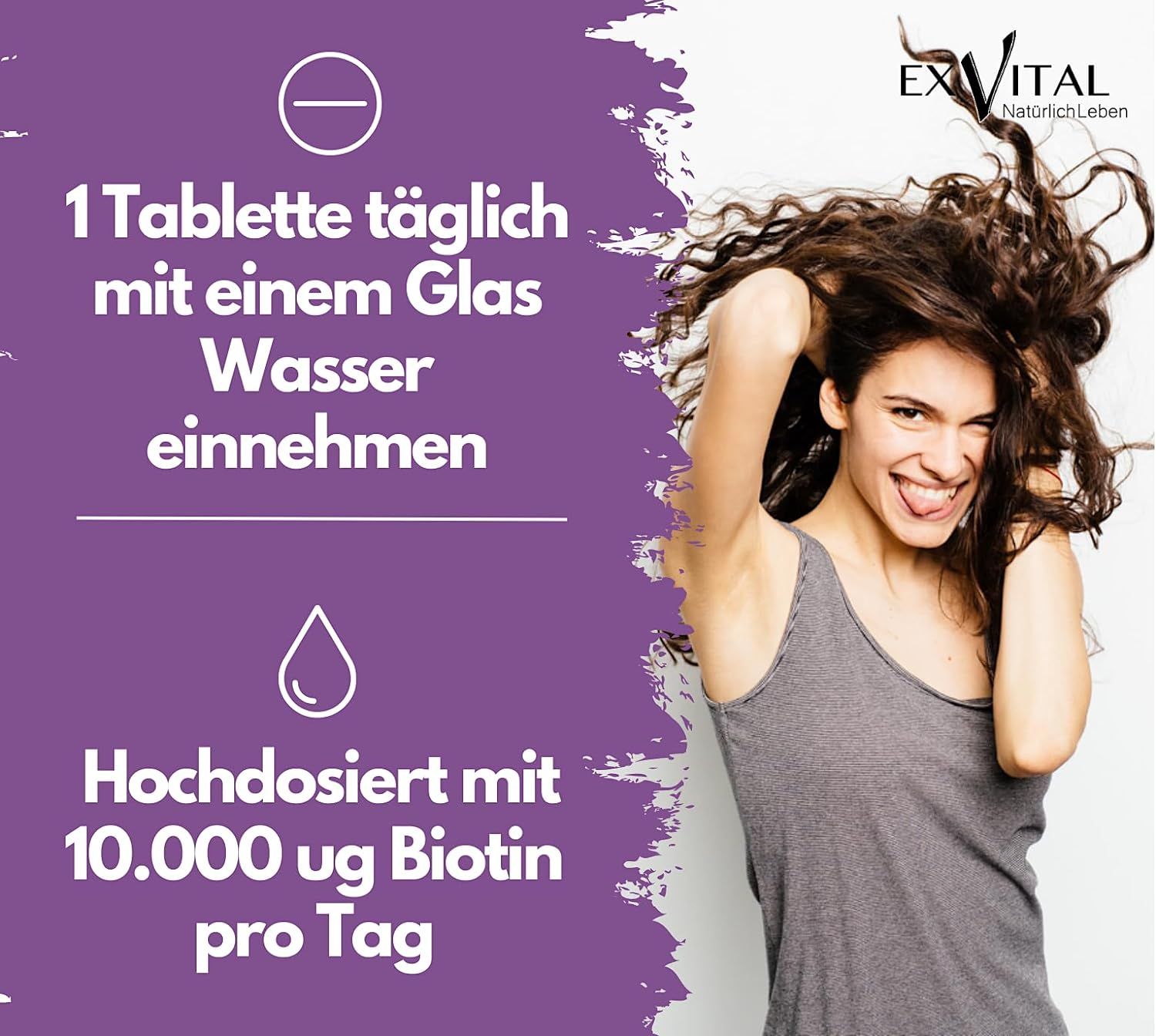 EXVital® Biotin Tabletten für Haare, Haut und Fingernägel hochdosiert 91 g