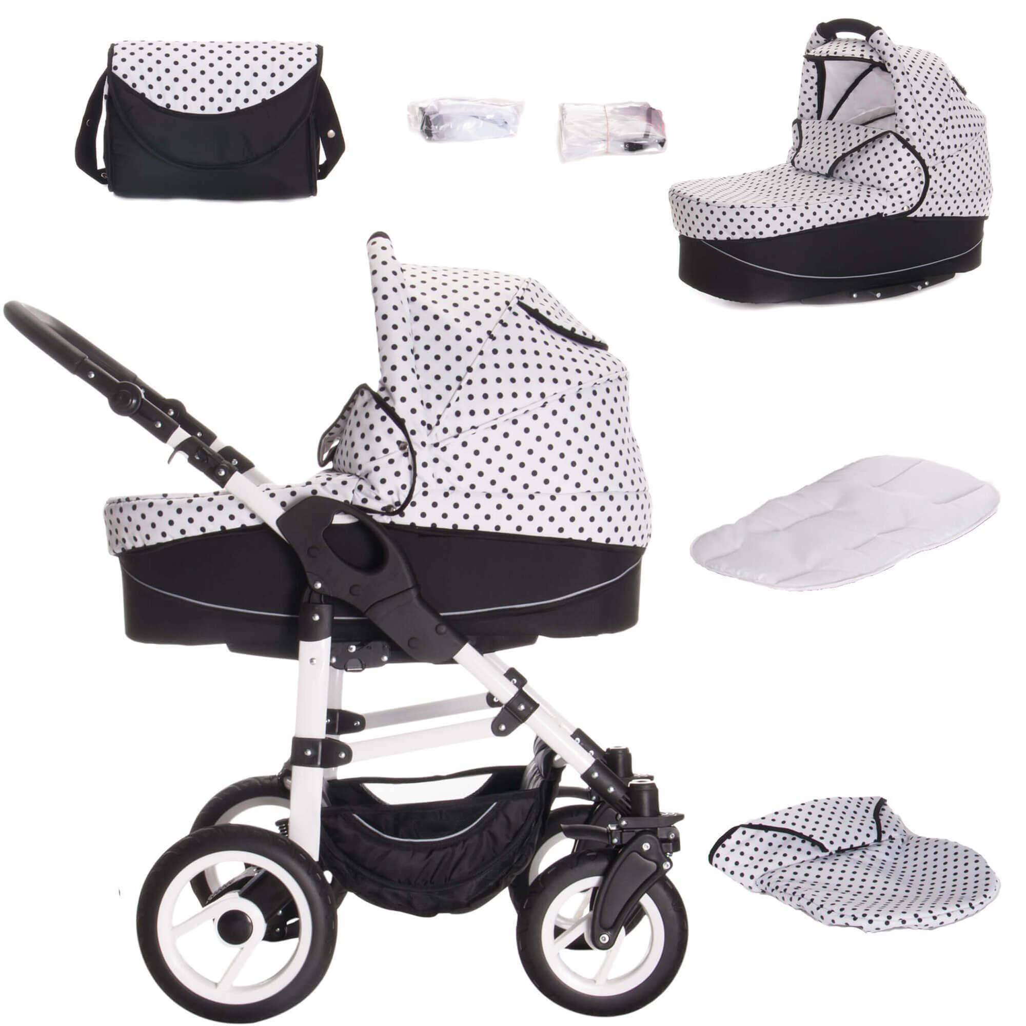 Bebebi Paris 3 in 1 Kinderwagen Set mit Original Maxi Cosi, Gummi Tour Eiffel