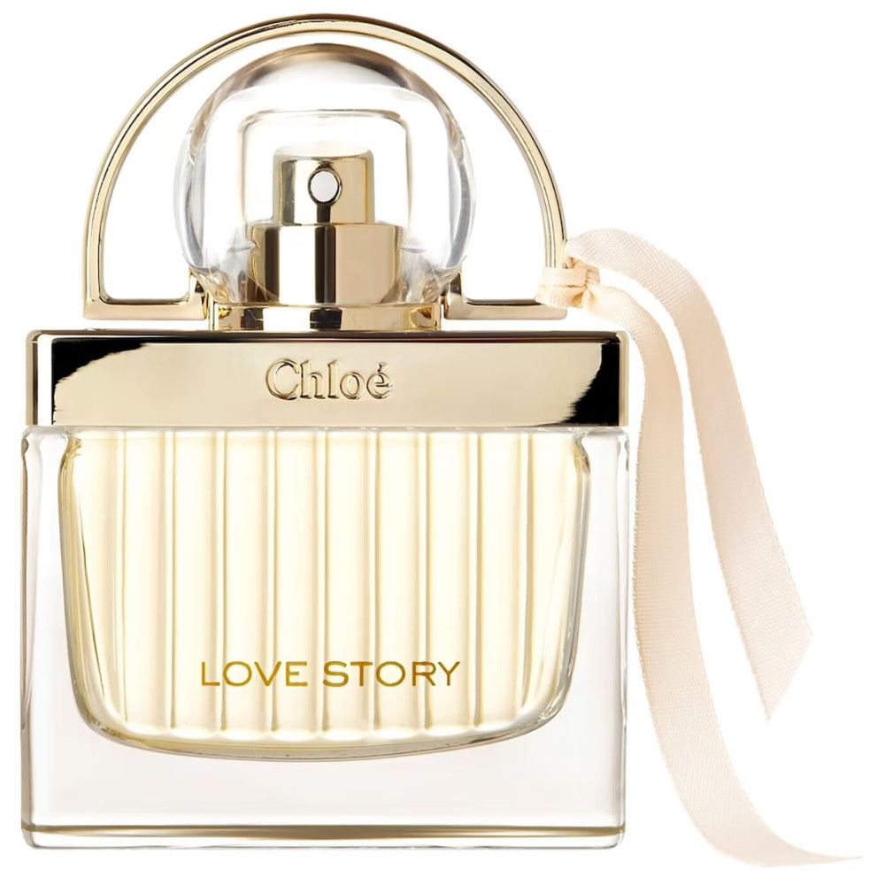 Chloé Love Story Eau de Parfum Flakon mit goldenem Band.