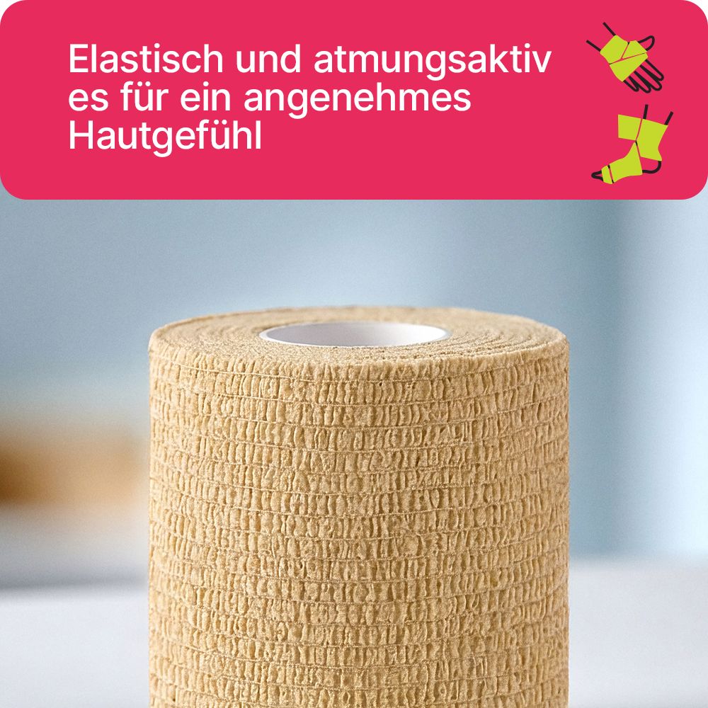 Medrull Fix-O selbsthaftende, elastische Bandage 5cm x 4,5m, latexfrei, hautfarben