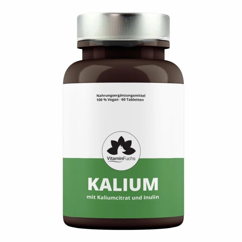 Kalium Retard Tabletten - Kaliumcitrat mit Inulin 1000mg je Tablette - VitaminFuchs