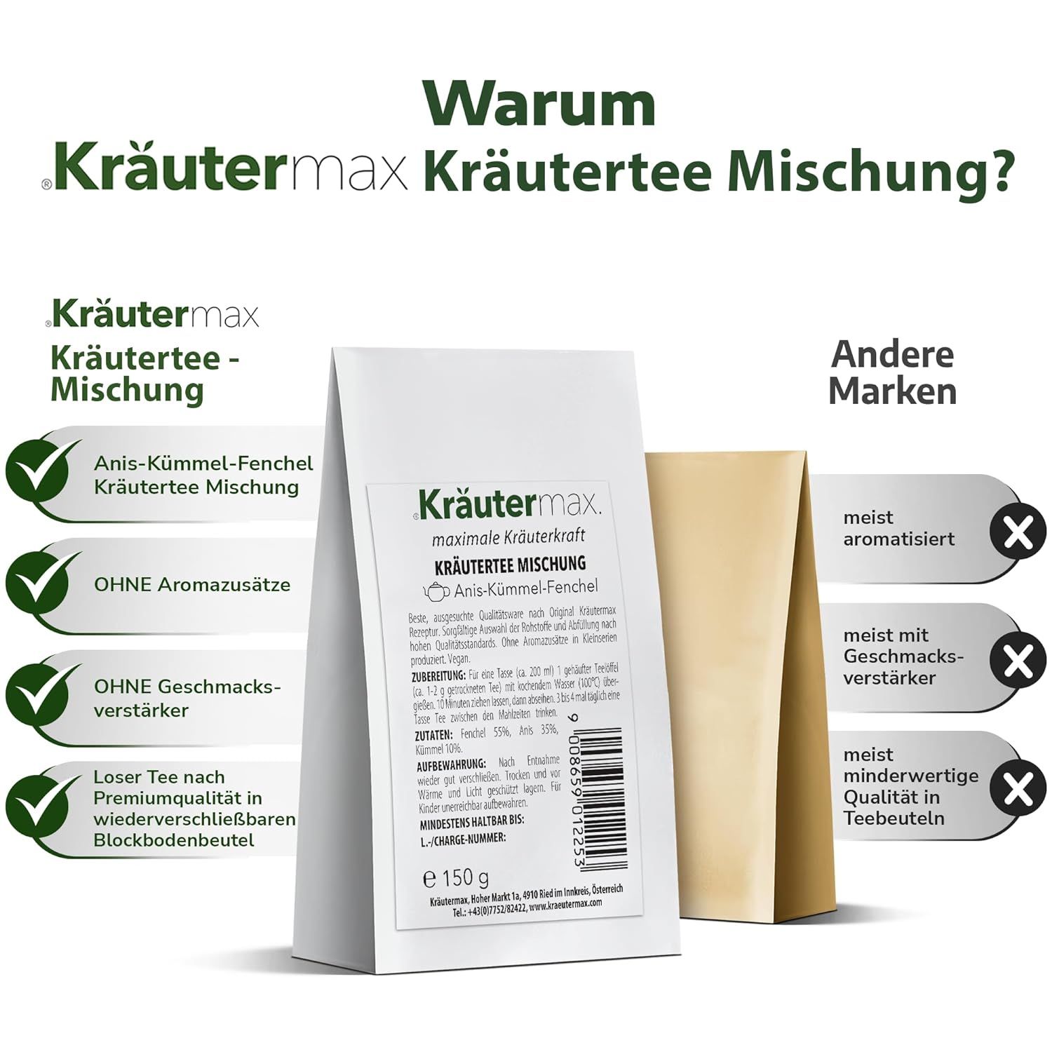 Kräutermax Anis Kümmel Fenchel Tee 150 g