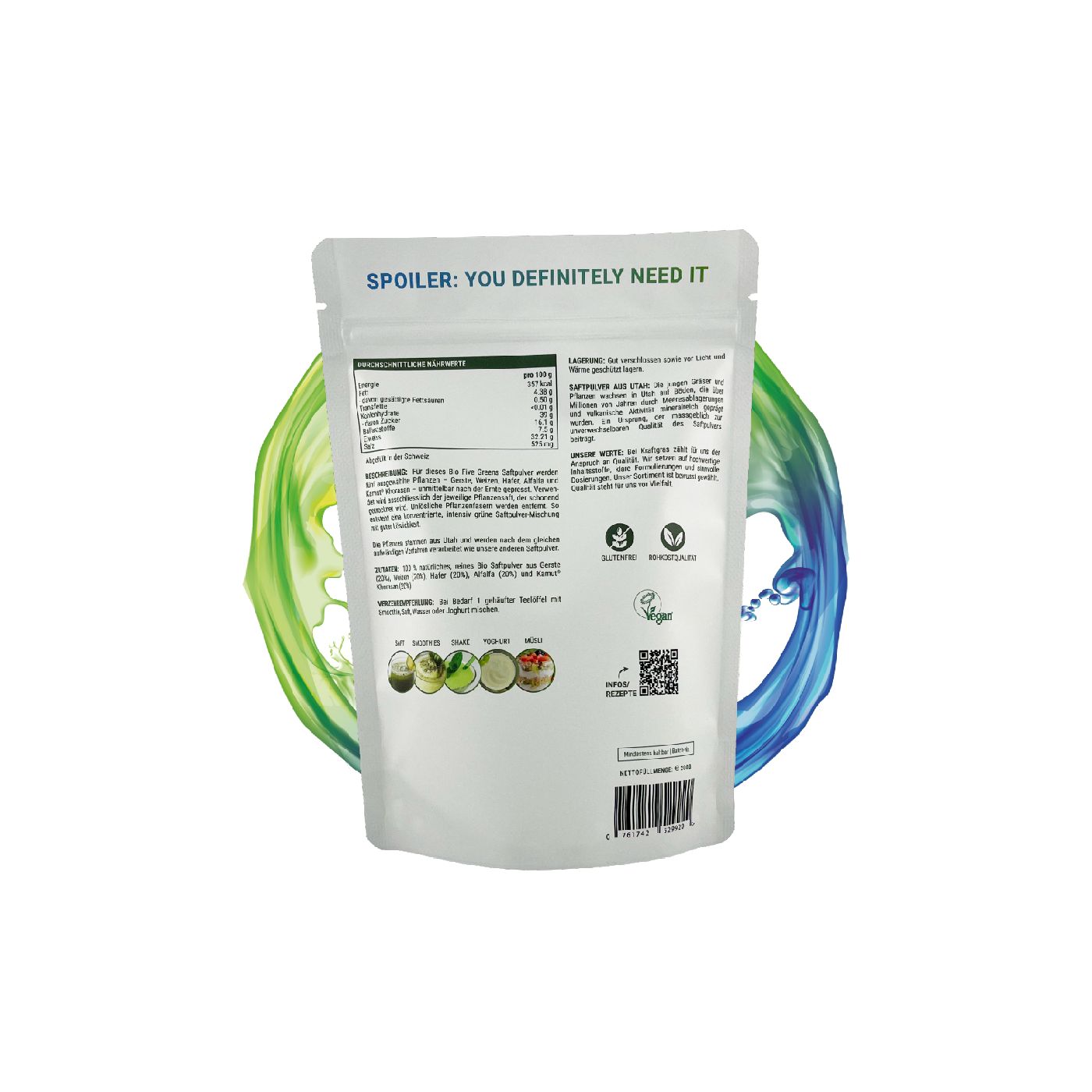 Krafgtras Bio Five Greens Saftpulver