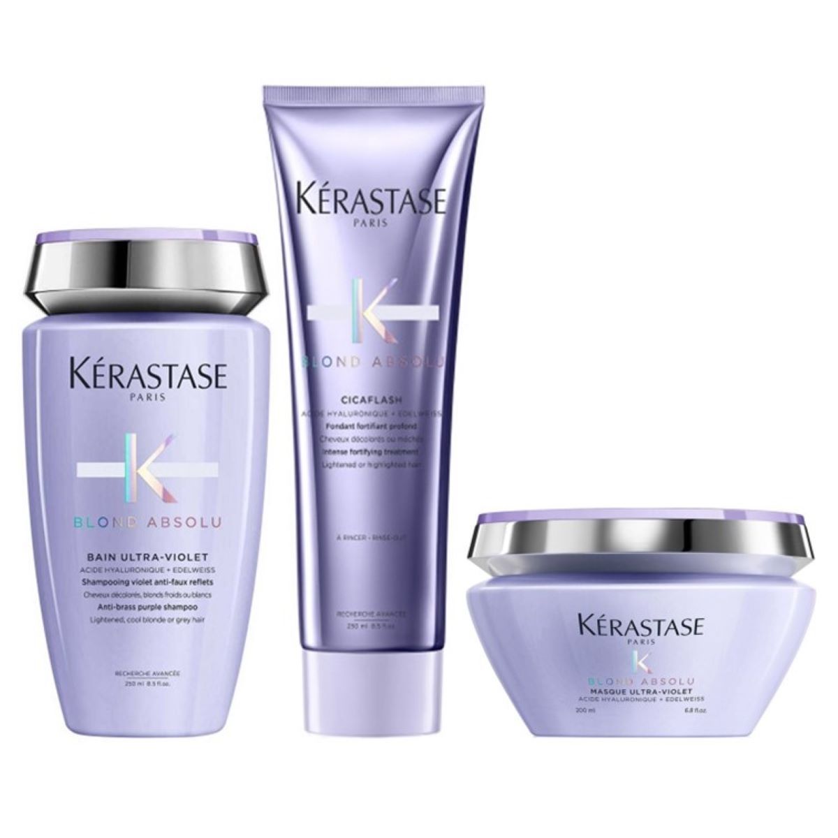 Kérastase Blond Absolu UV 3er Set (Bain Ultra-Violet / Cicaflash Masque Ultra-Violet) 700 ml