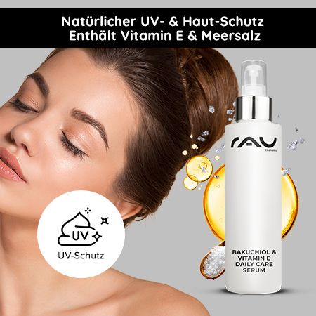 RAU Cosmetics Bakuchiol & Vitamin E Daily Care Serum - Anti-Age Tagespflege Konzentrat mit UV-Schutz