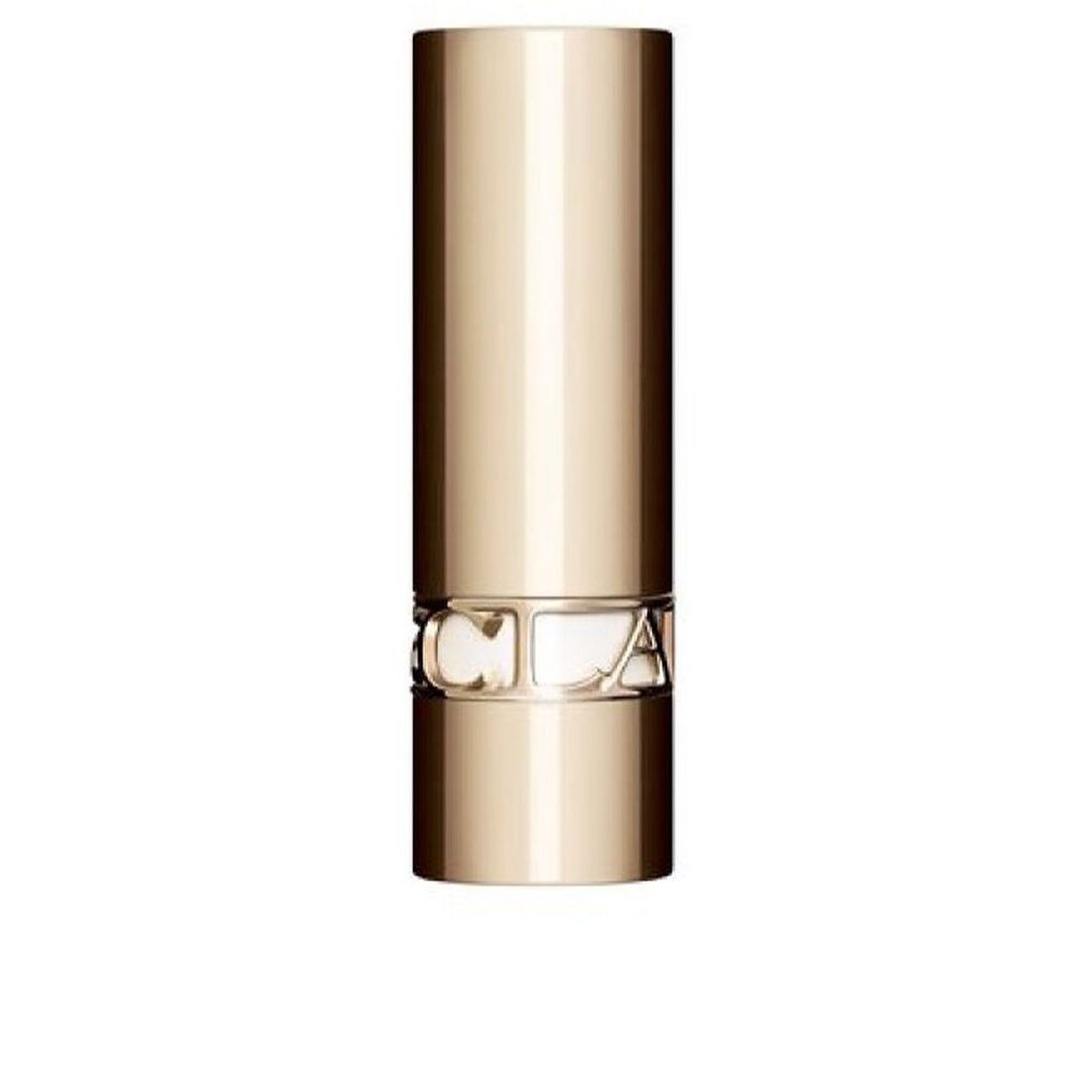 Goldfarbener Lippenstift in zylindrischer Hülse. Der Markenname Clarins ist auf dem unteren Teil des Gehäuses sichtbar.