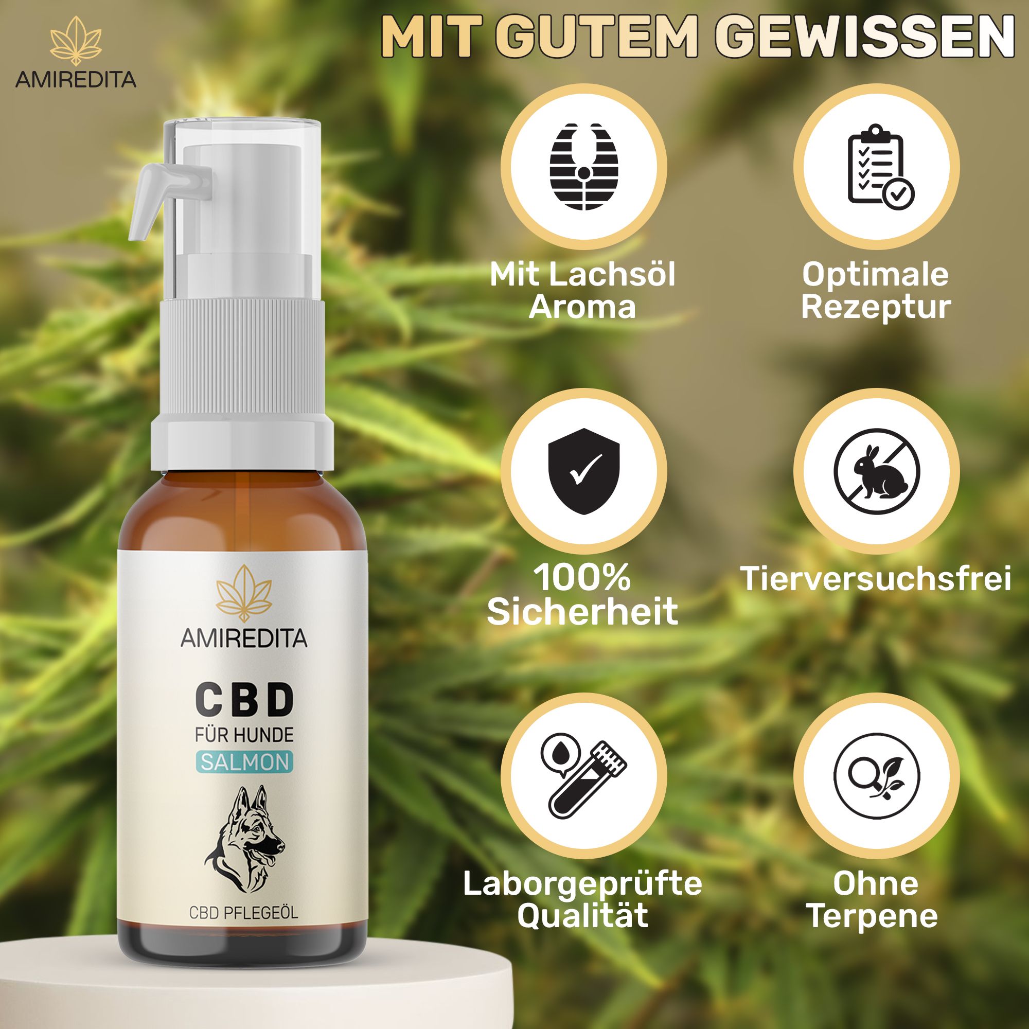 Amiredita CBD Öl Hunde 1500mg - Lachsaroma
