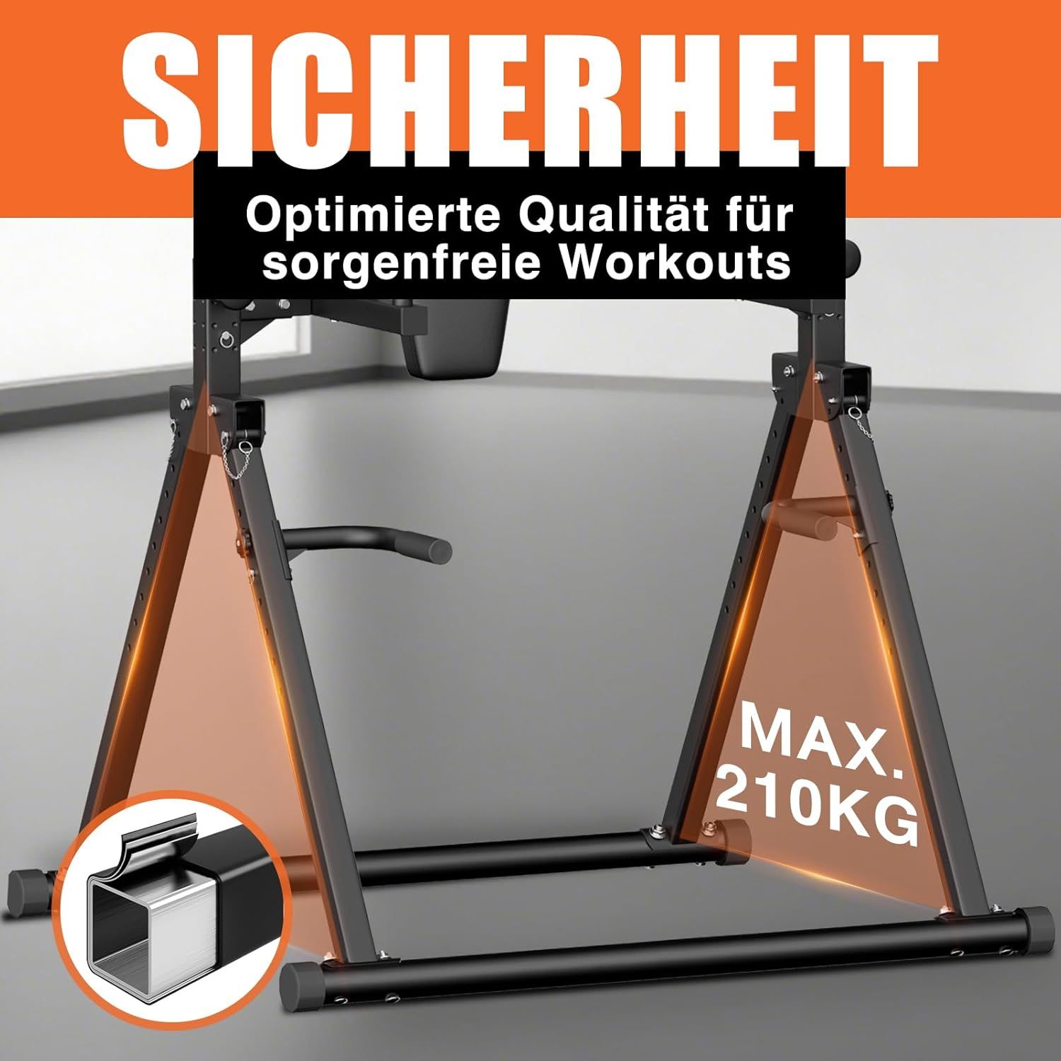 DH FitLife Faltbar Power Tower Dip Station mit Rückentrainer