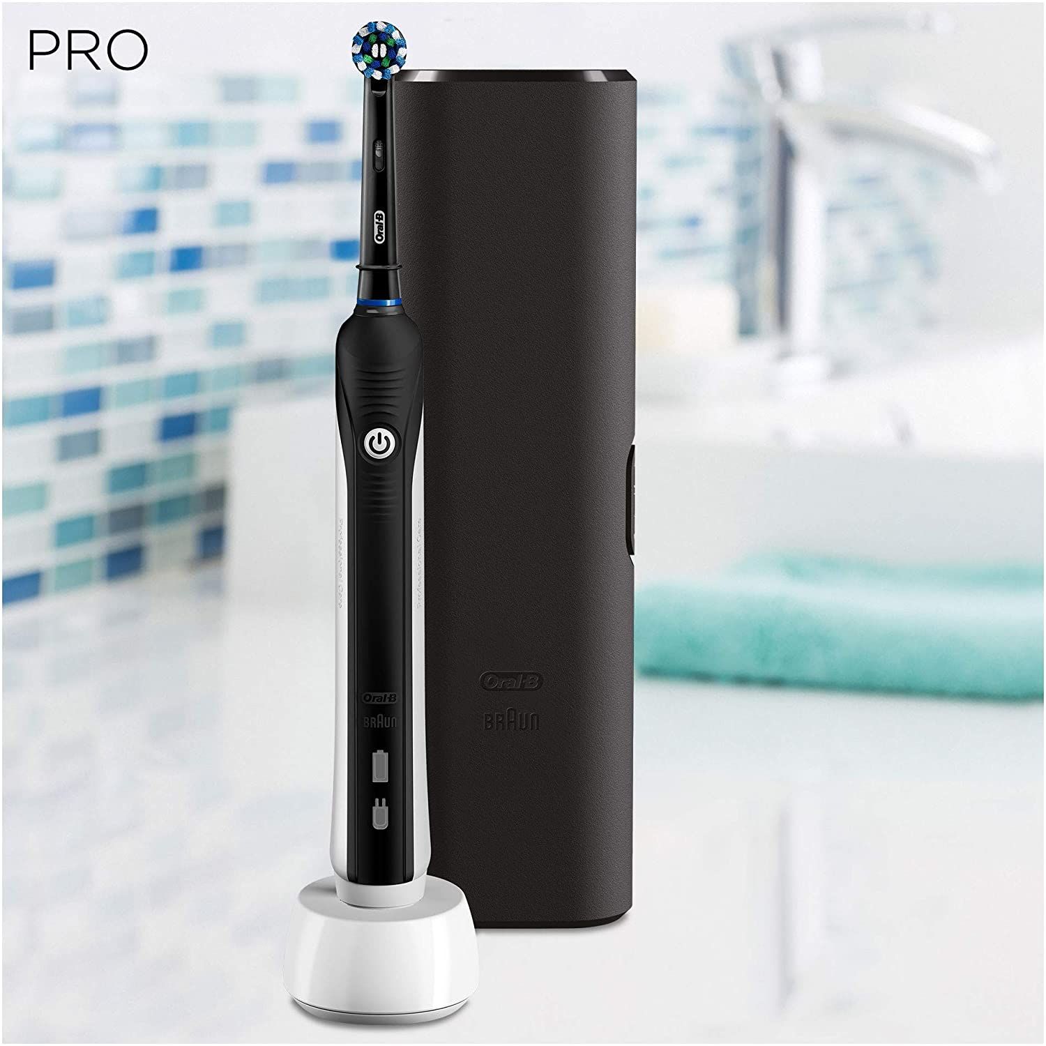 Oral-B - Elektrische Zahnbürste "PRO 750 + Reiseetui - Black Edition" in Schwarz