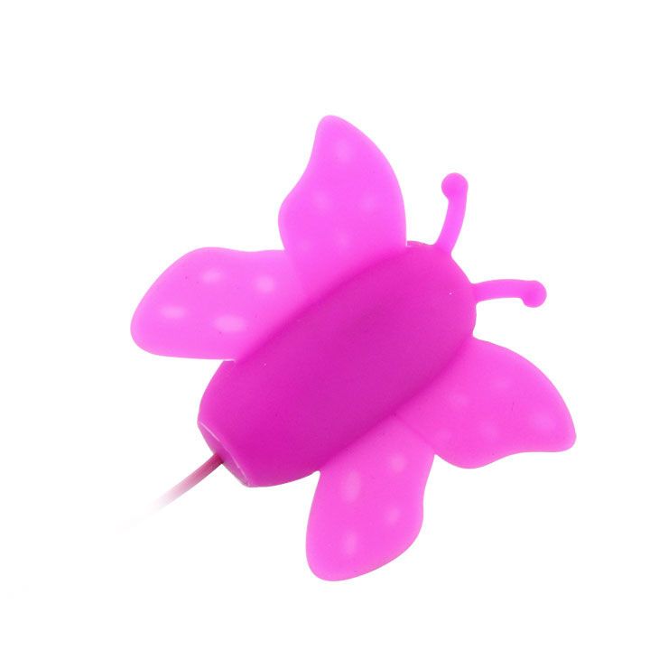 Lila Schmetterlings-Stimulator mit Flügeln und Antennen. Kabelanschluss.