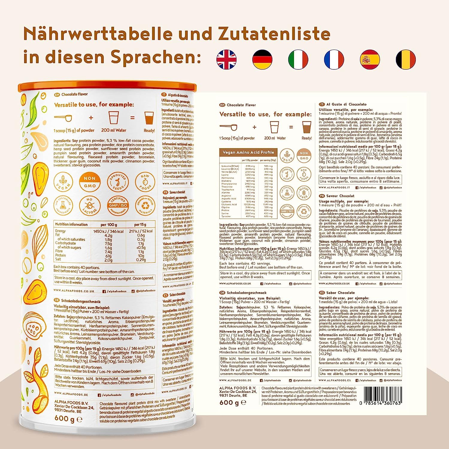 Vegan Protein - SCHOKOLADE - Veganes Proteinpulver