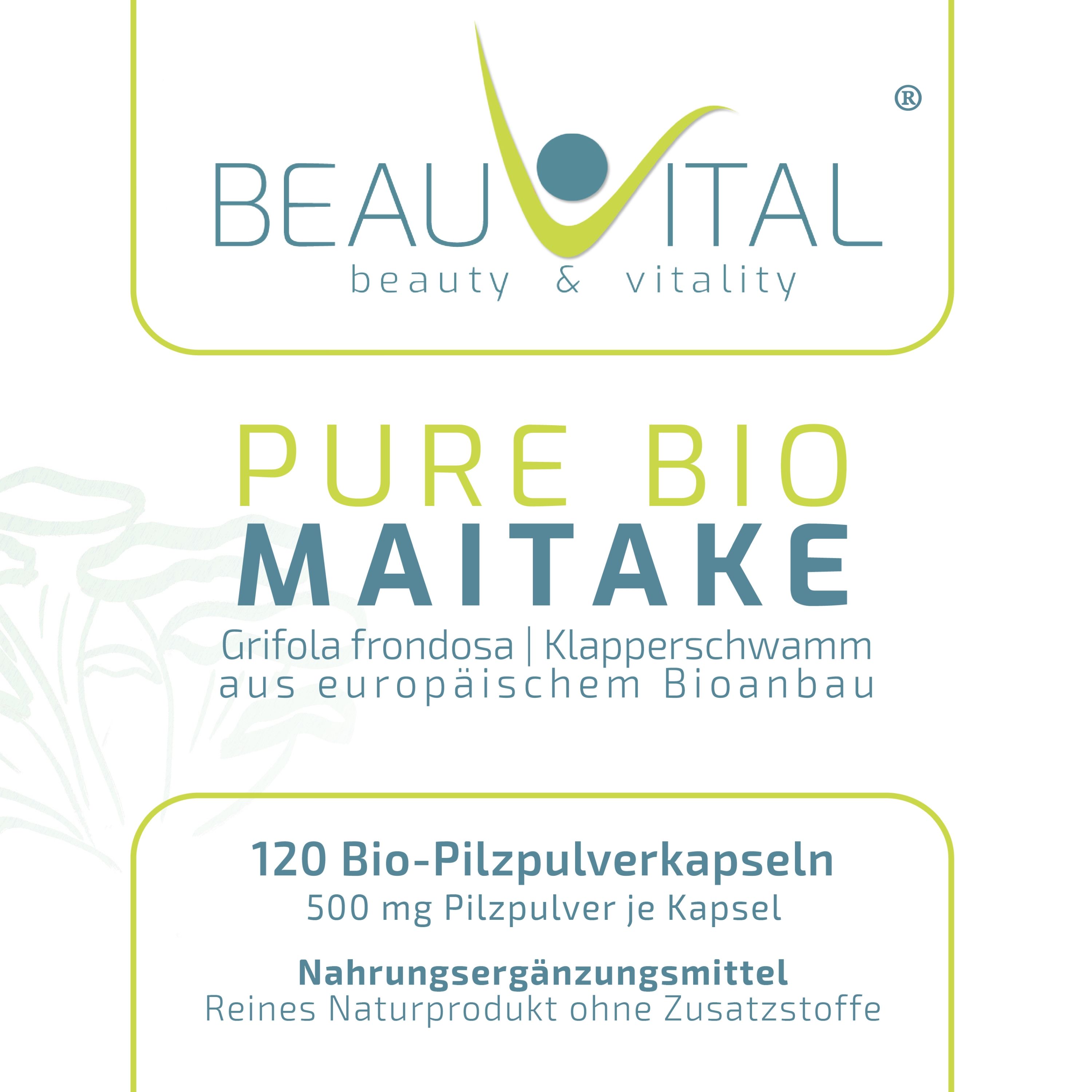 BEAUVITAL® Pure Bio Maitake Kapseln, Klapperschwamm (Grifola Frondosa) aus EU-Anbau