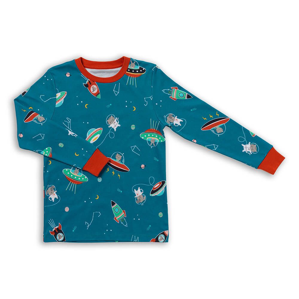 schlummersack Kinder Pyjama 2-teilig aus 100% Bio-Baumwolle Langarm Größe 110 Space