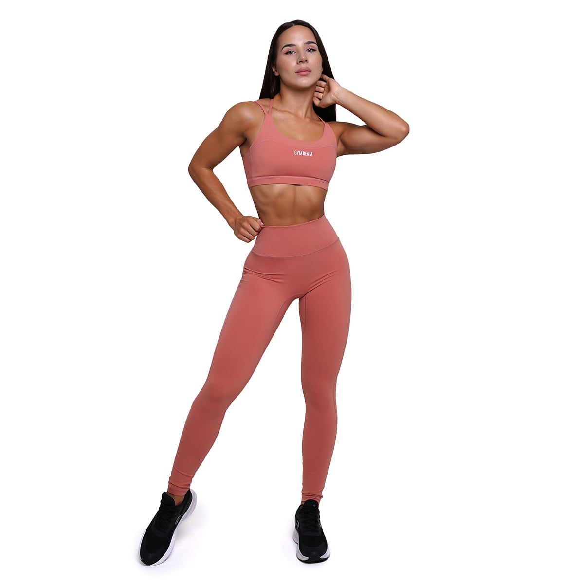 GymBeam Leggings Damen mit hoher Taille und elastischem Material, Lachsfarben